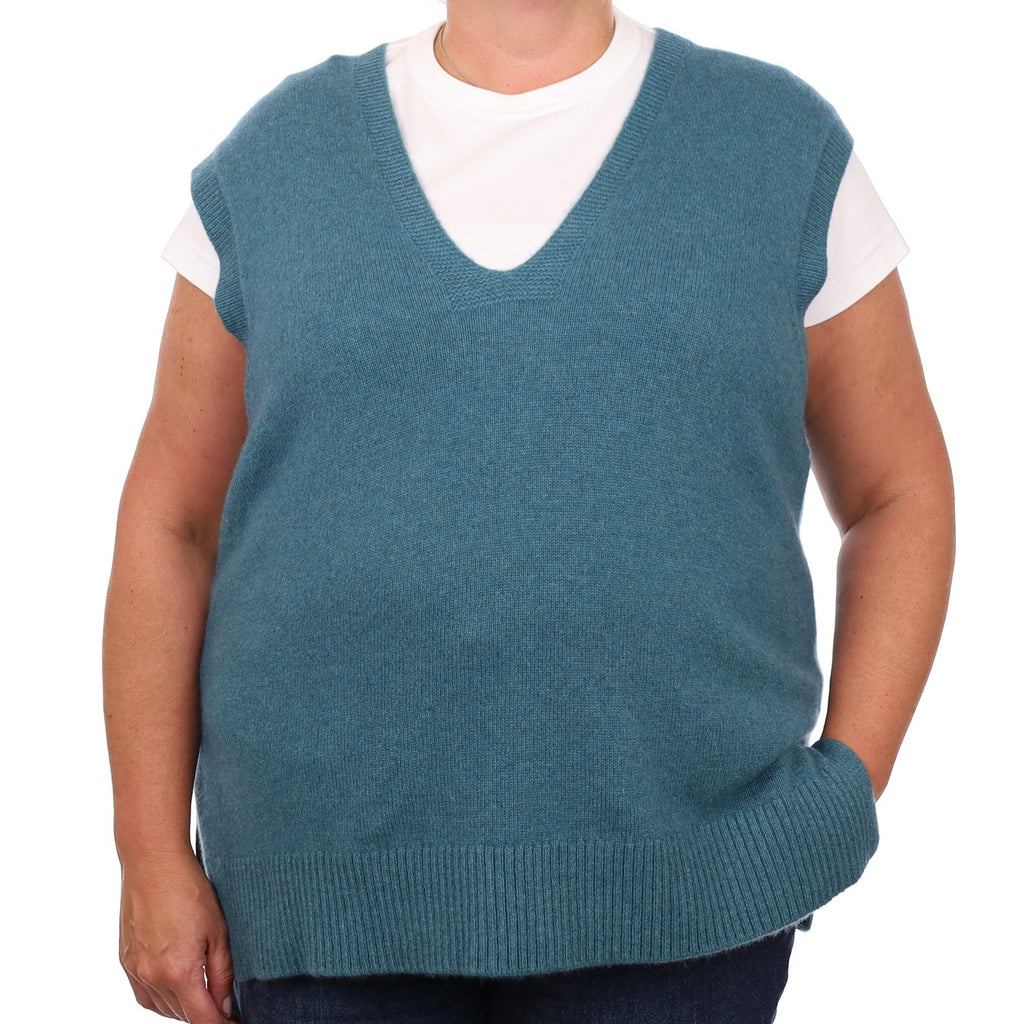 Brand New Ocean Green Luxury Cashmere Tank Top Extra Large UK 20-22