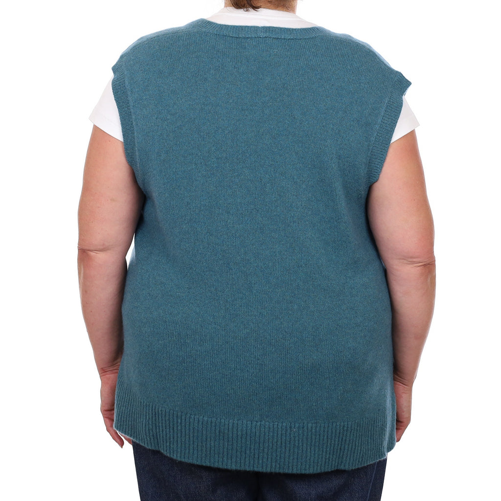 Brand New Ocean Green Luxury Cashmere Tank Top Extra Large UK 20-22