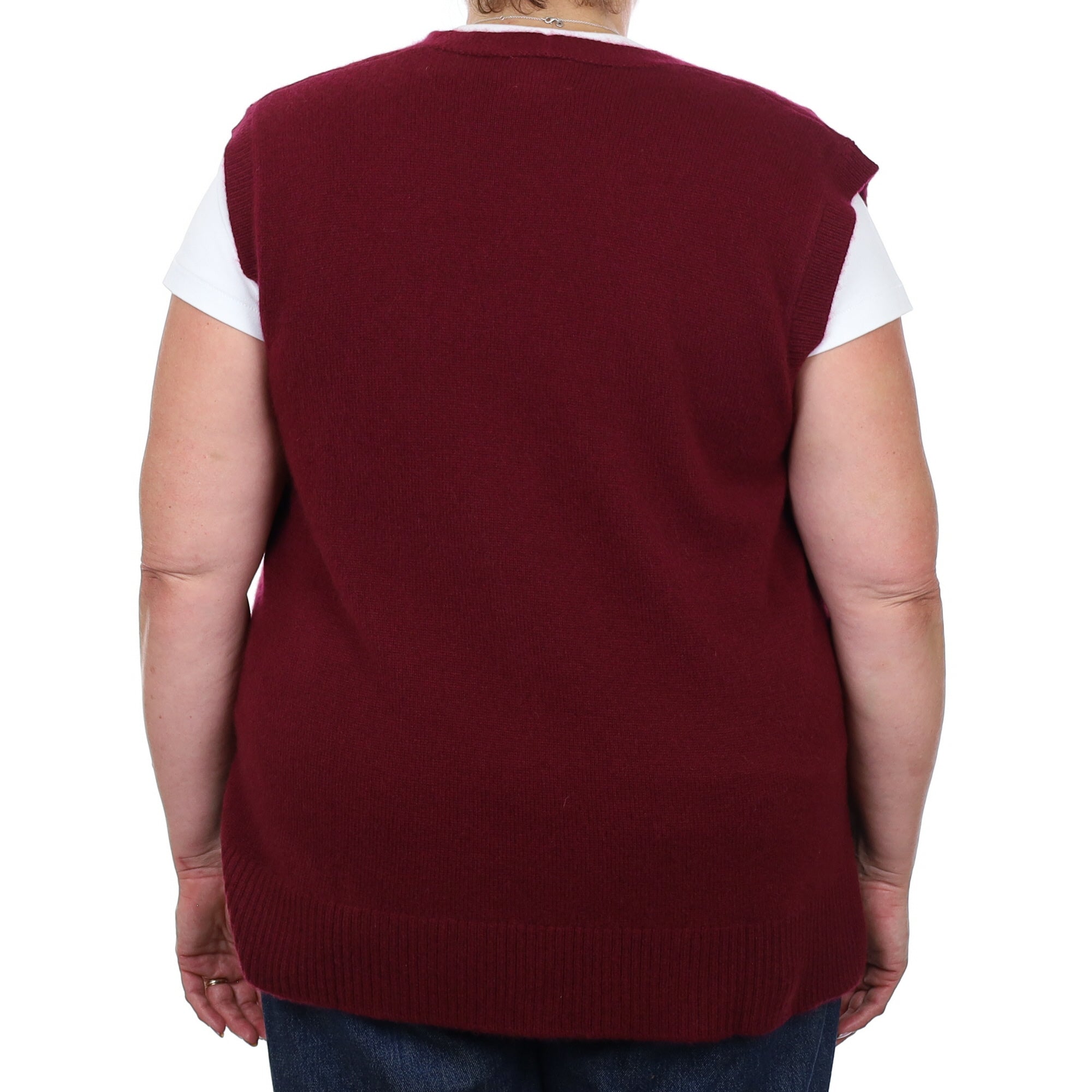 Brand New Rich Wine Luxury Cashmere Tank Top Extra Large UK 20-22