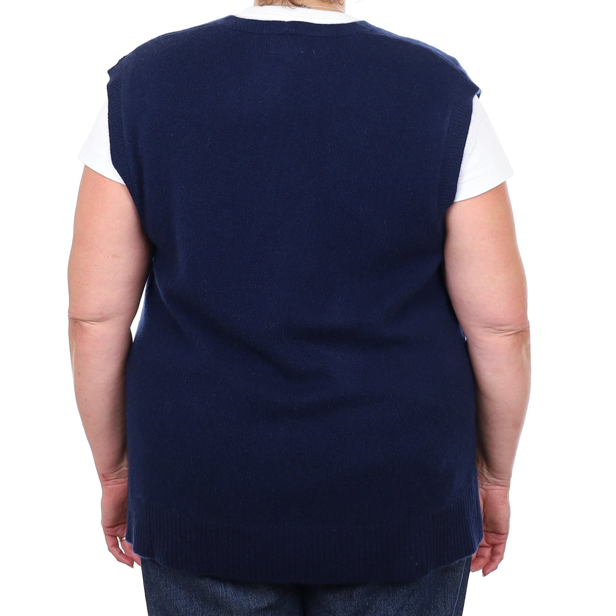 Brand New Navy Luxury Cashmere Tank Top Extra Large UK 20-22