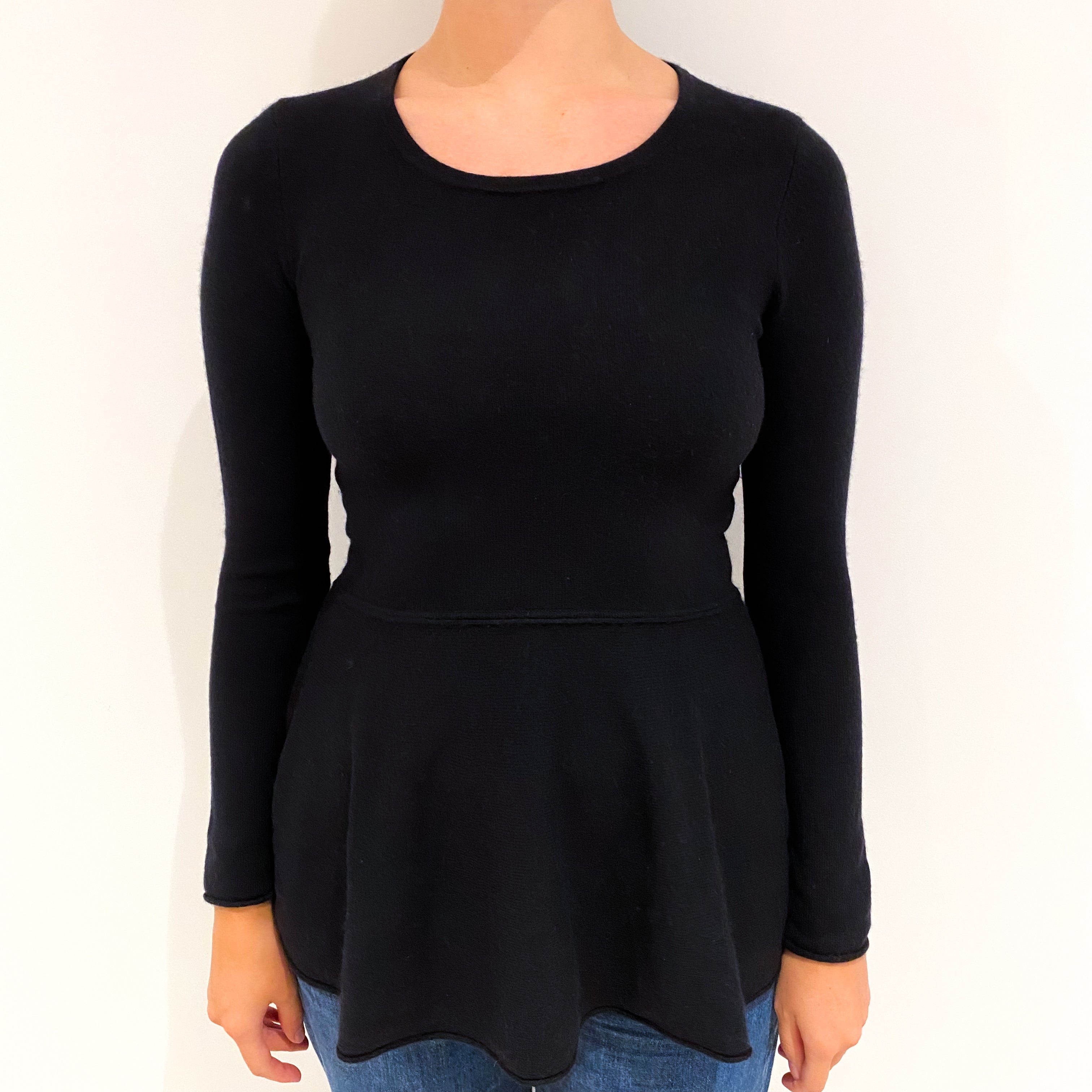Black Cashmere Crew Neck Jumper Small