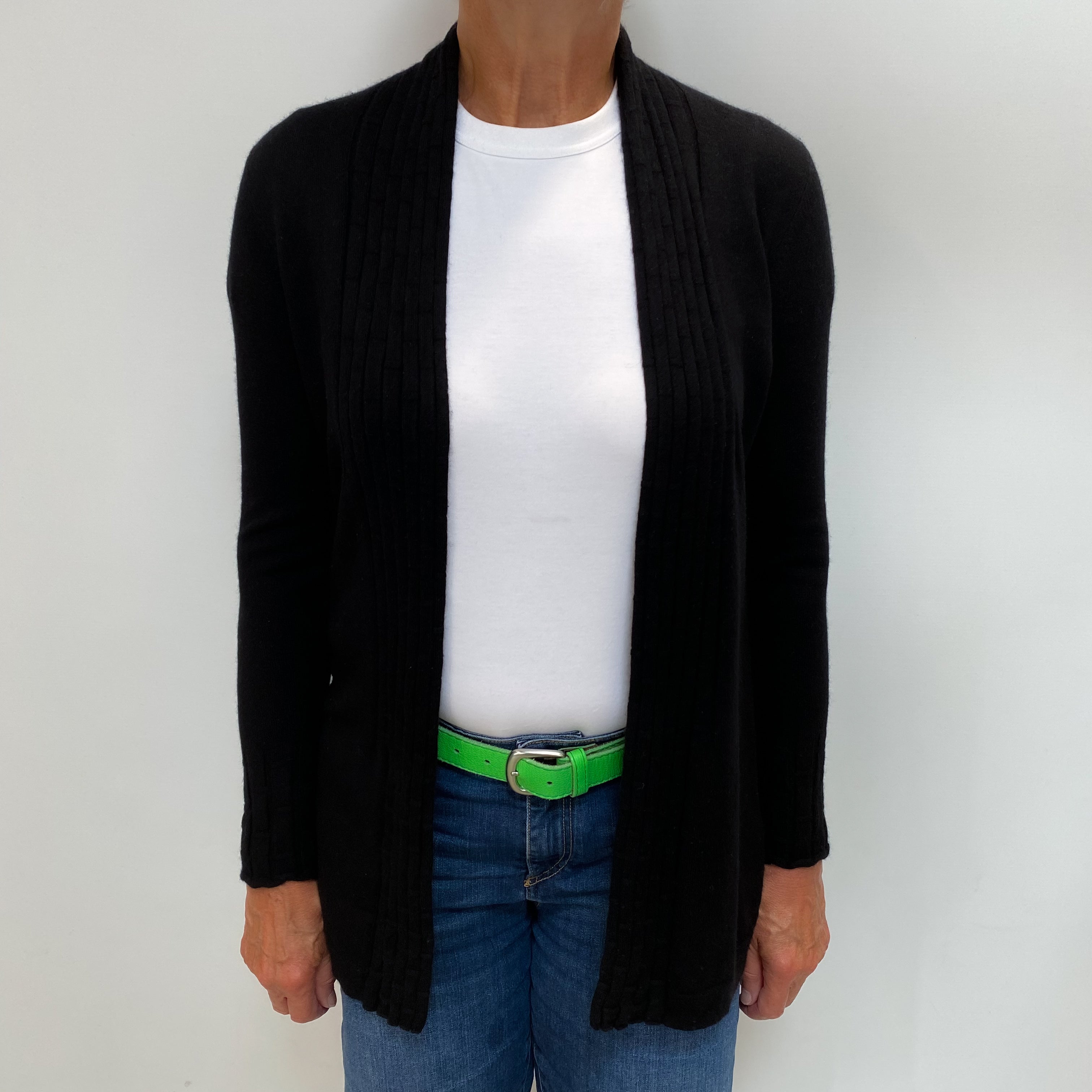 Black Cashmere Edge To Edge Cardigan Medium