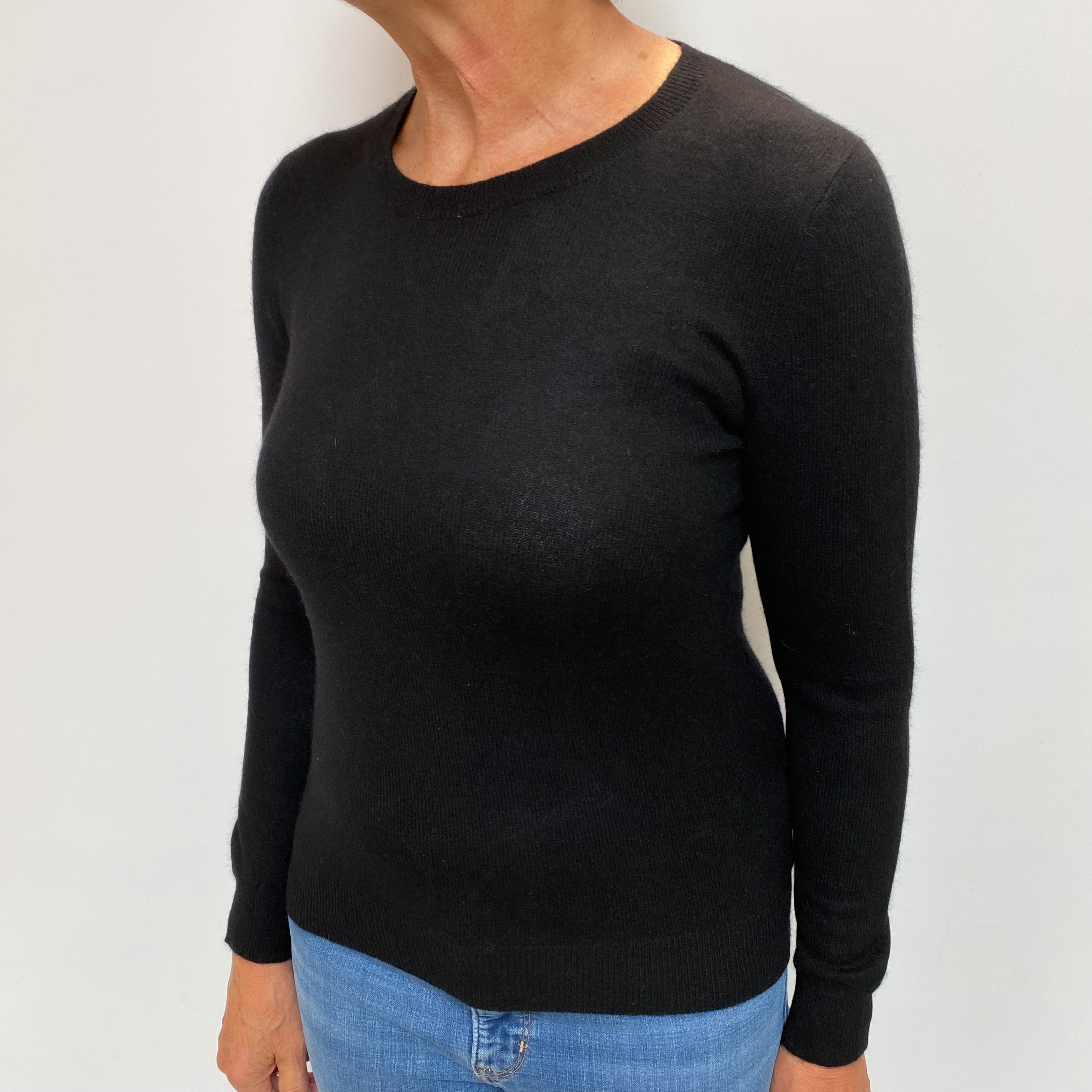 Black Cashmere Crew Neck Jumper Medium