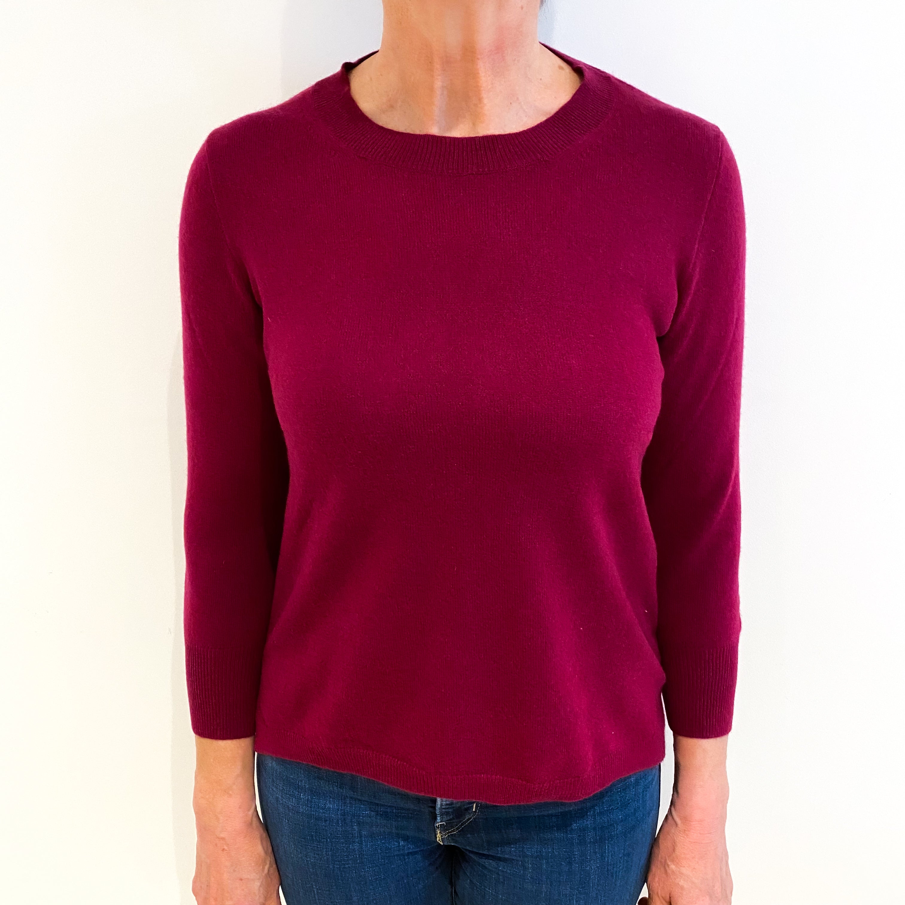 Wine Red Cashmere Crew Neck Jumper Medium