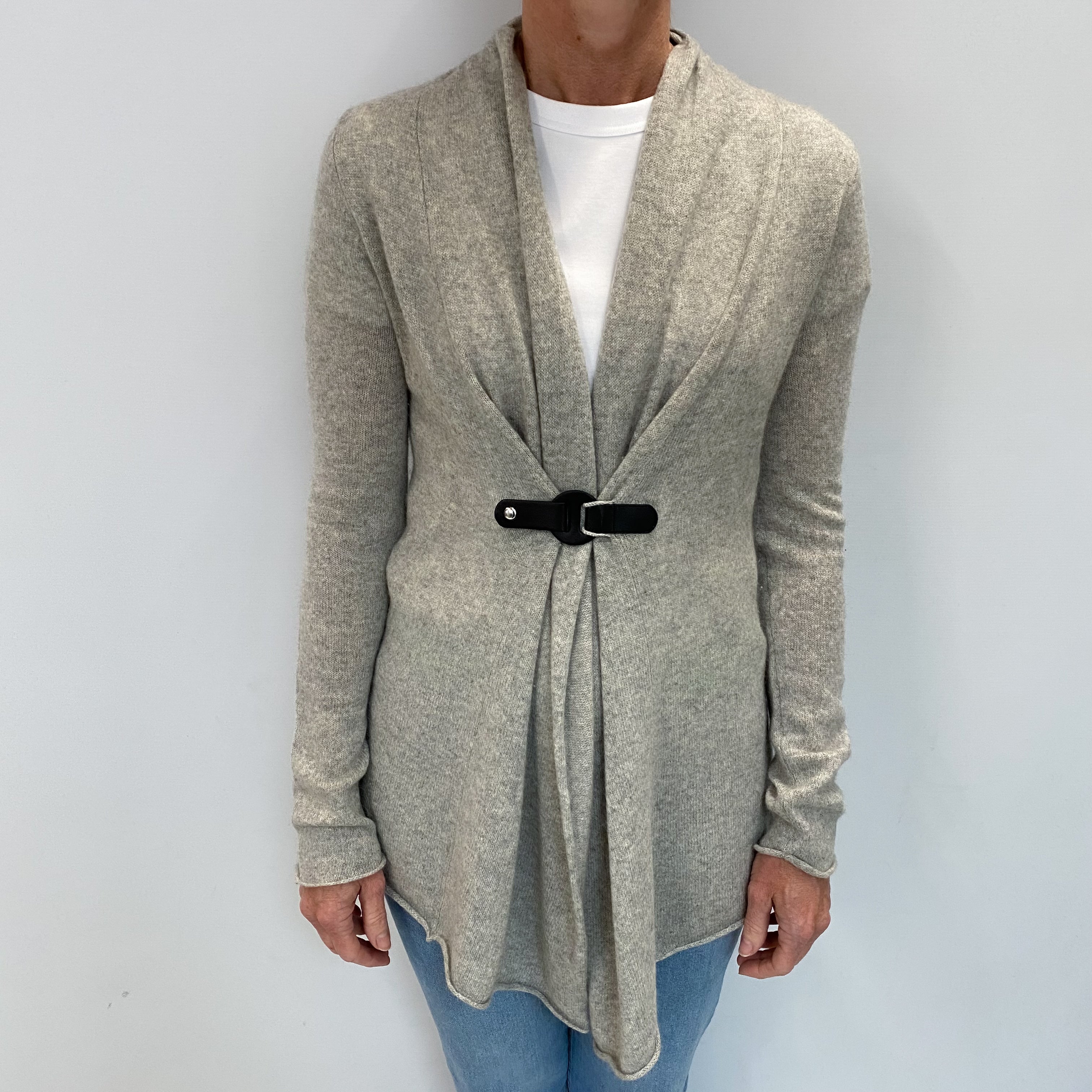 Mist Grey Cashmere Edge To Edge Cardigan Small