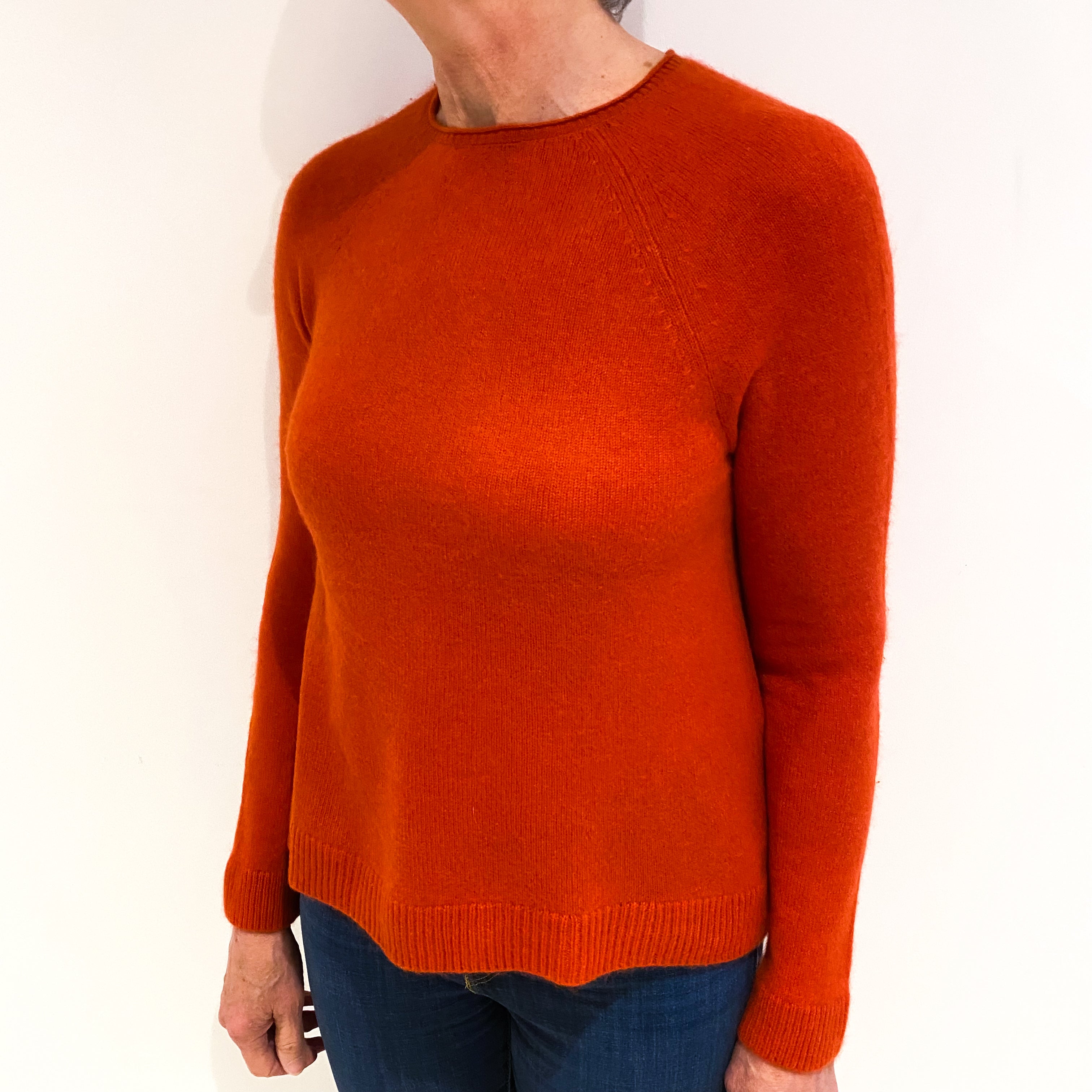 Burnt Orange Cashmere Crew Neck Jumper Medium