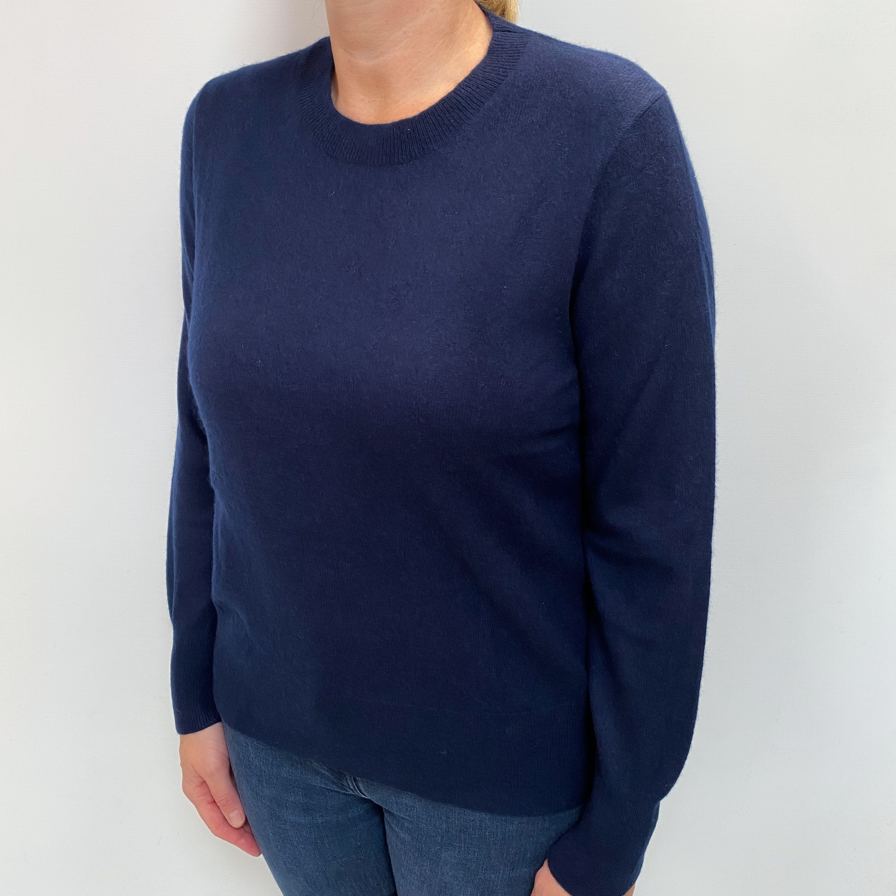 Navy Blue Cashmere Crew Neck Jumper Large