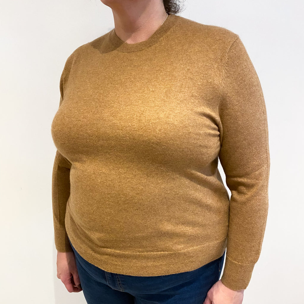 Butterscotch Brown Cashmere Crew Neck Jumper Extra Large