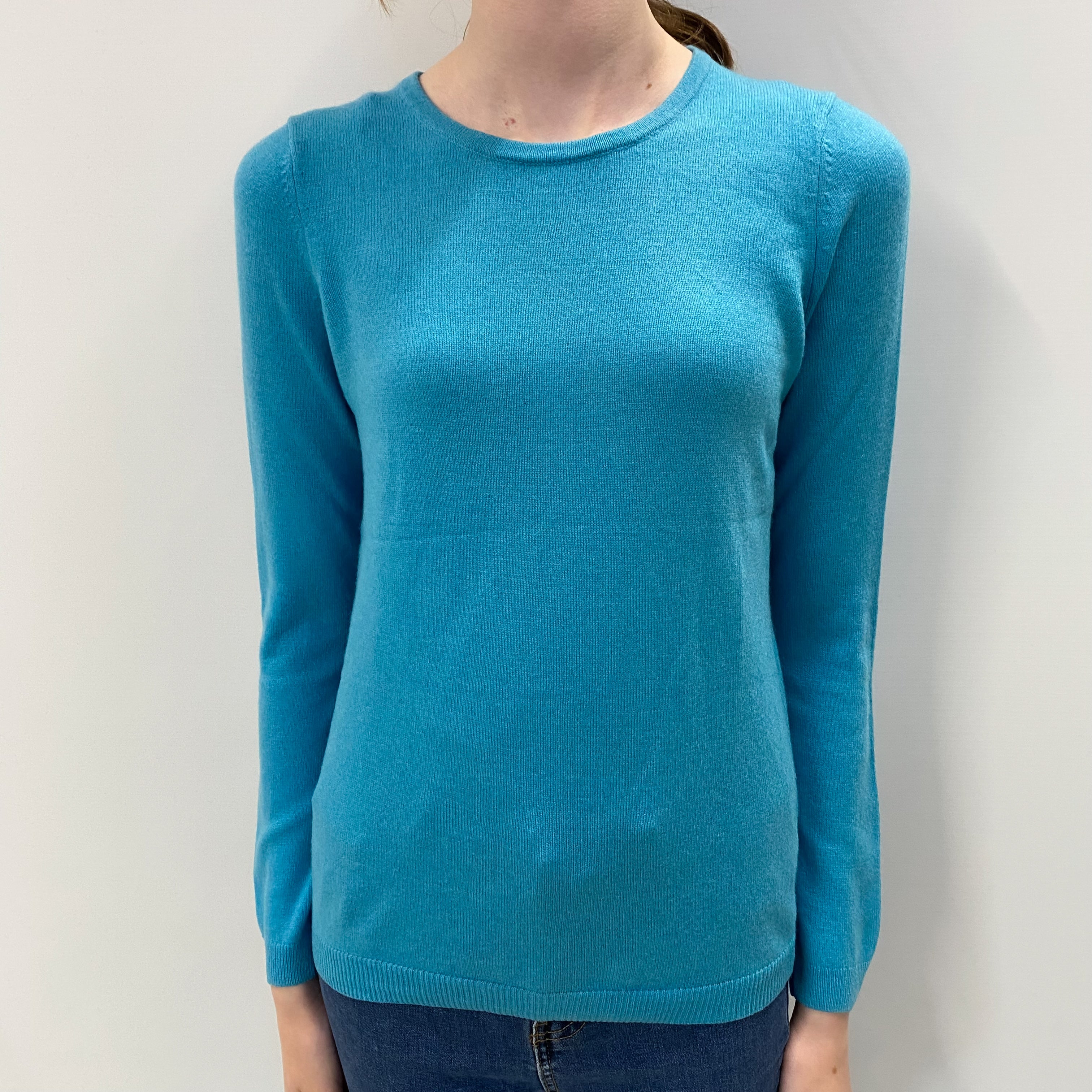 Mediterranean Blue Cashmere Crew Neck Jumper Extra Small
