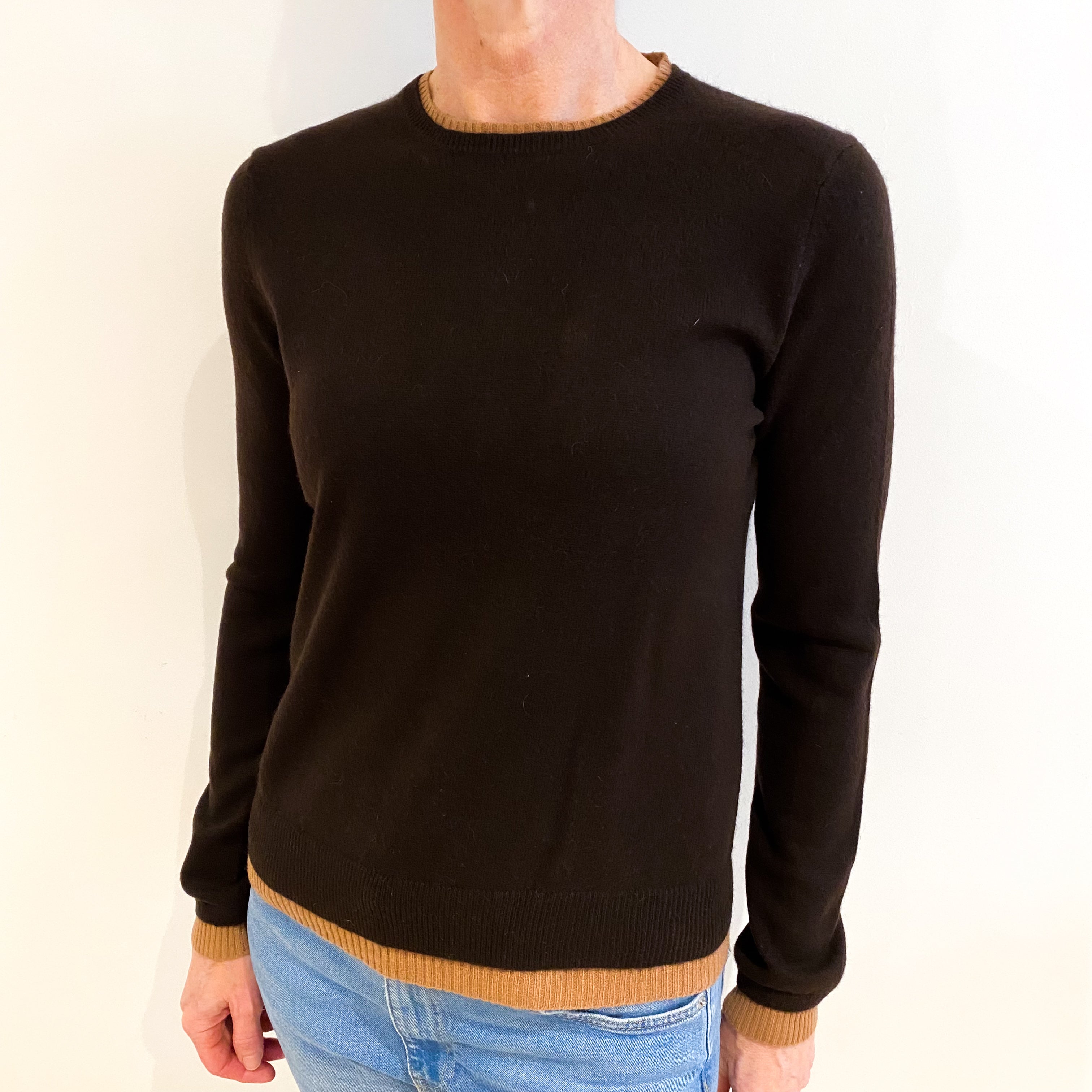 Dark Chocolate Cashmere Crew Neck Jumper Small
