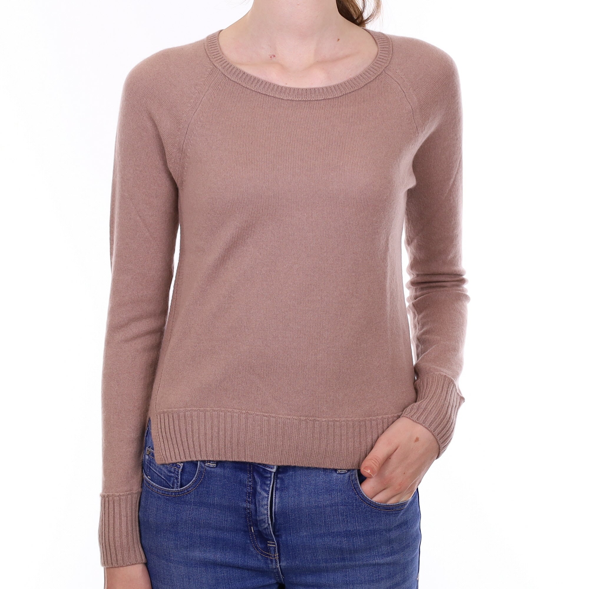 Blush Brown Cashmere Crew Neck Jumper Extra Small