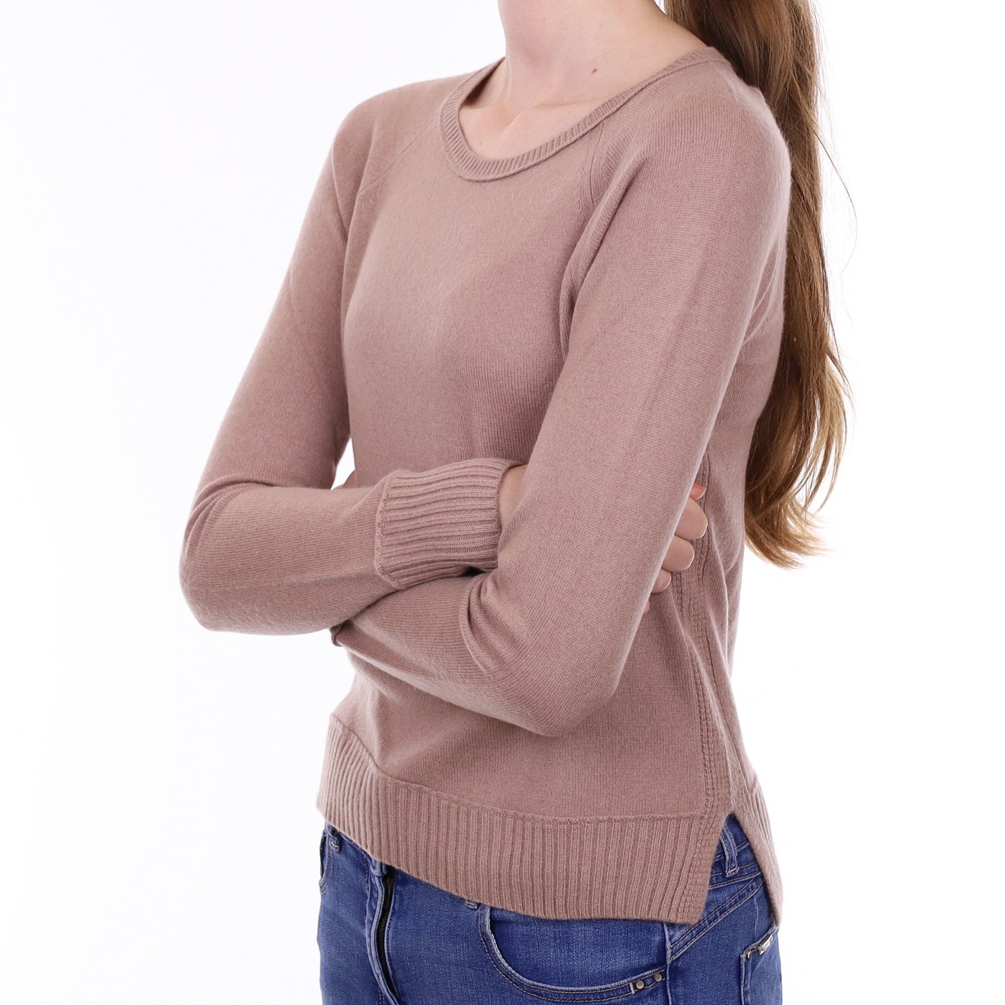 Blush Brown Cashmere Crew Neck Jumper Extra Small