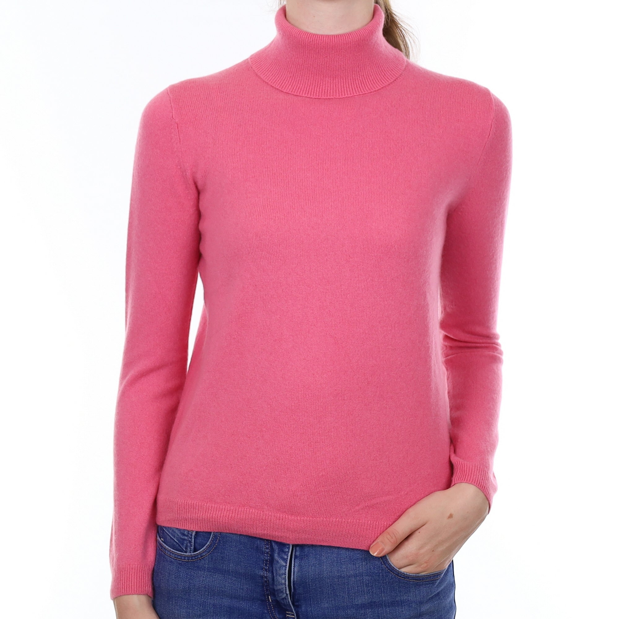 Lupin Pink Cashmere Polo Neck Jumper Extra Small