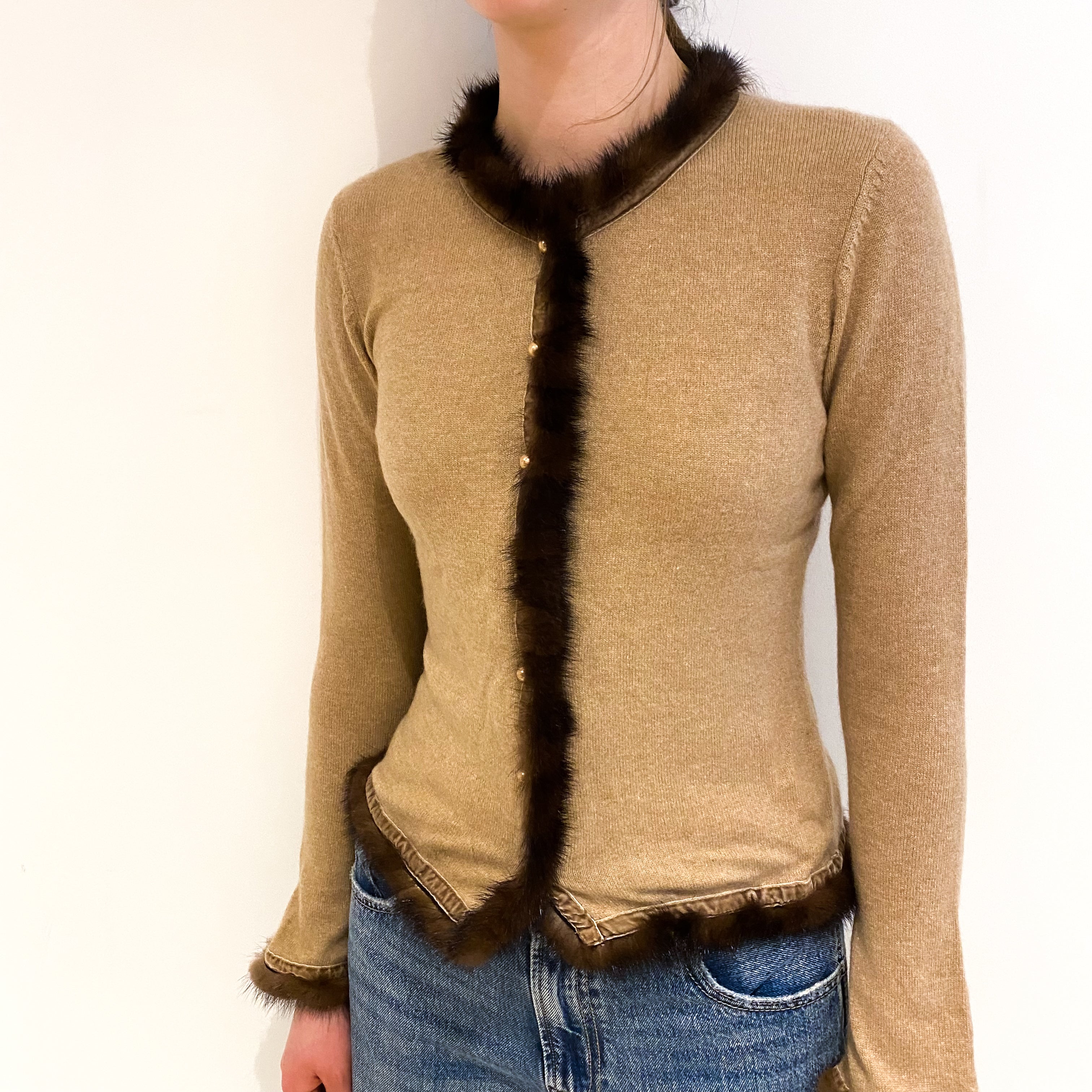 Caramel Brown Cashmere Cardigan Extra Small