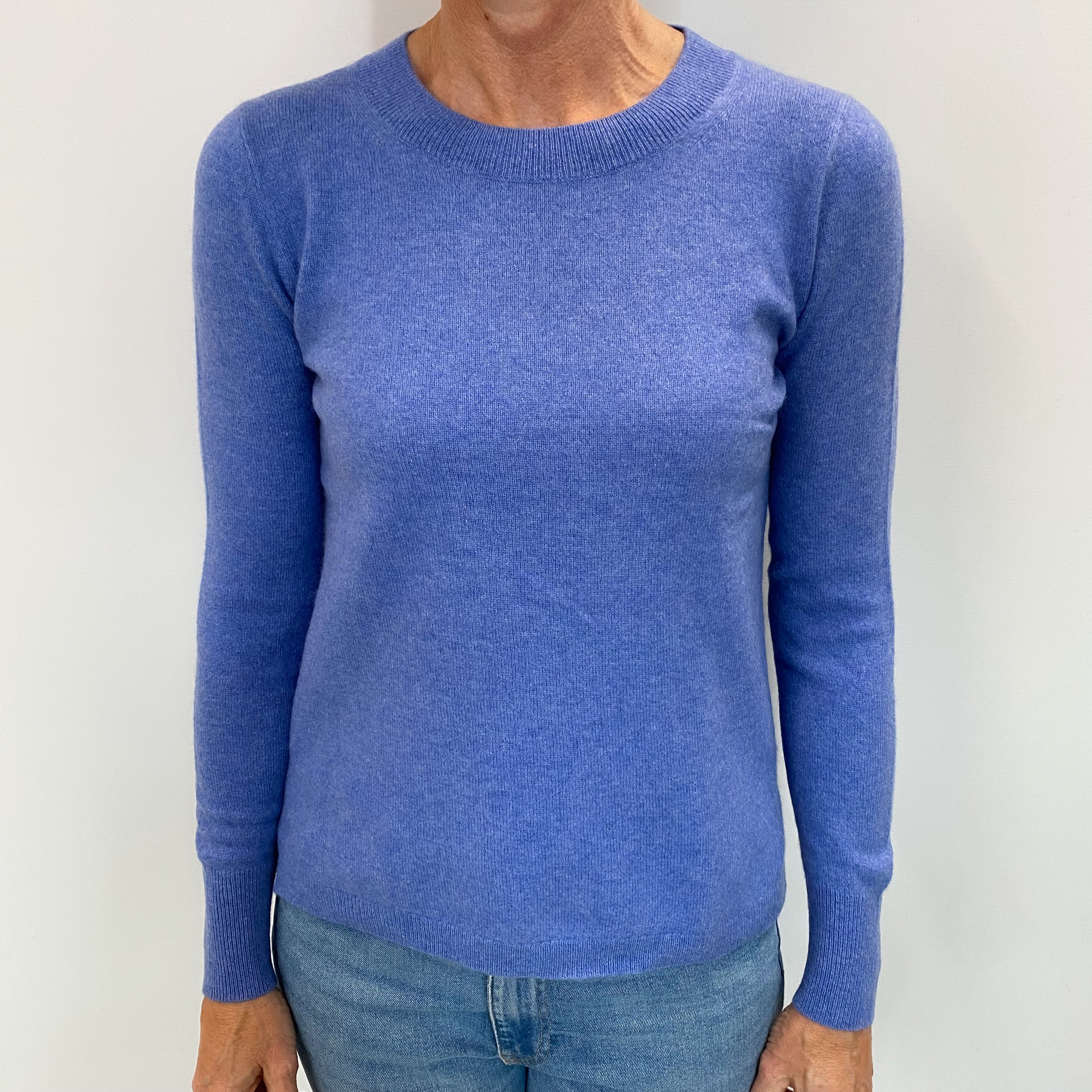 Cornflower Blue Cashmere Crew Neck Jumper Small