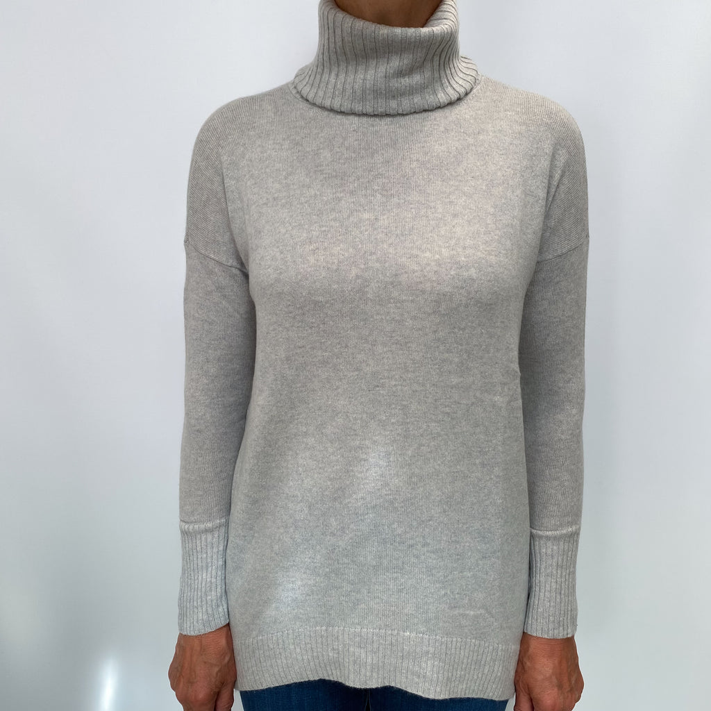 Smoke Grey Cashmere Polo Neck Jumper Medium