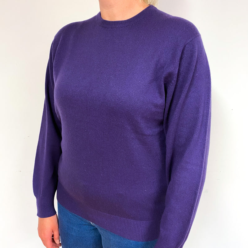 Pansy Purple Cashmere Crew Neck Jumper Large