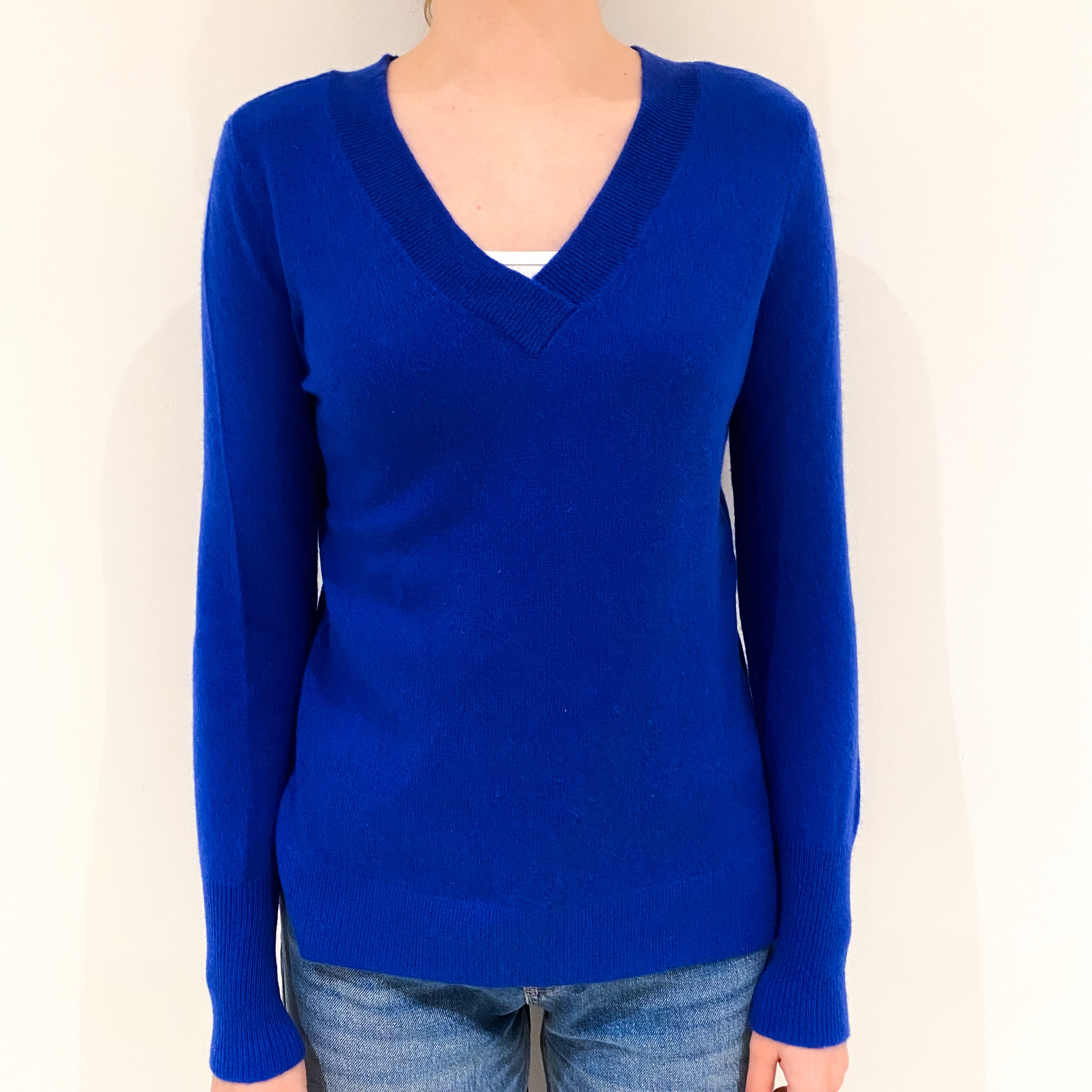 Admiral Blue V Neck Cashmere Jumper Extra Small