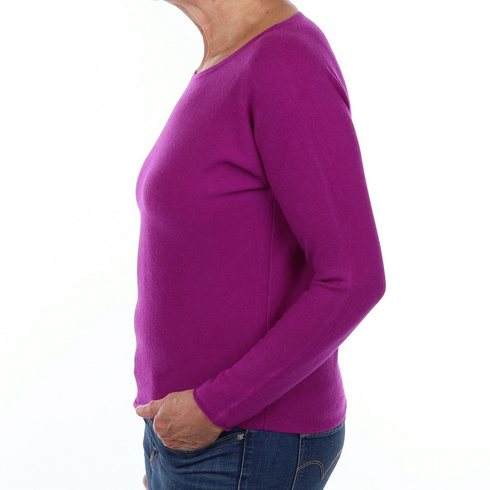 Magenta Purple Cashmere Crew Neck Jumper Medium