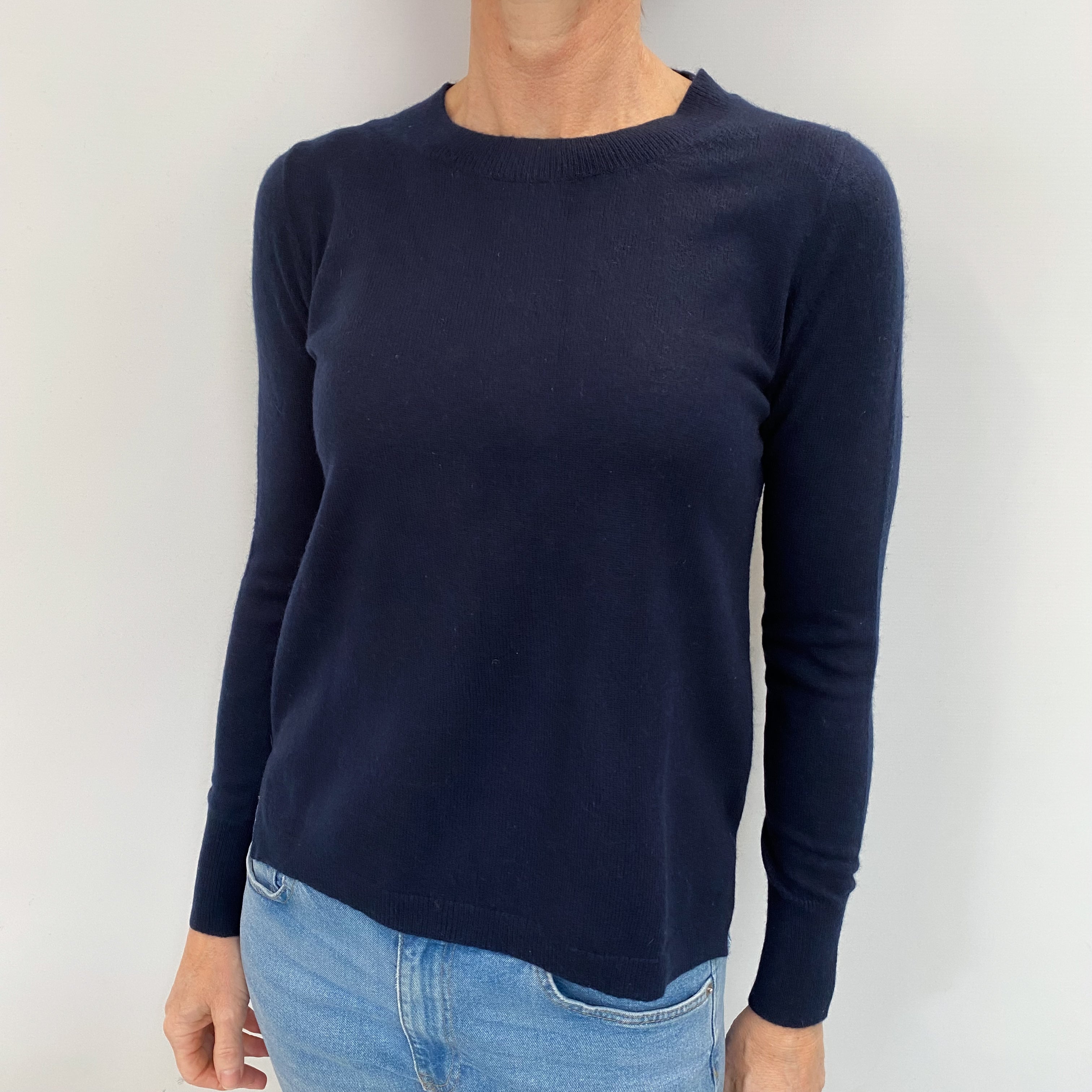 Navy Blue Cashmere Crew Neck Jumper Small