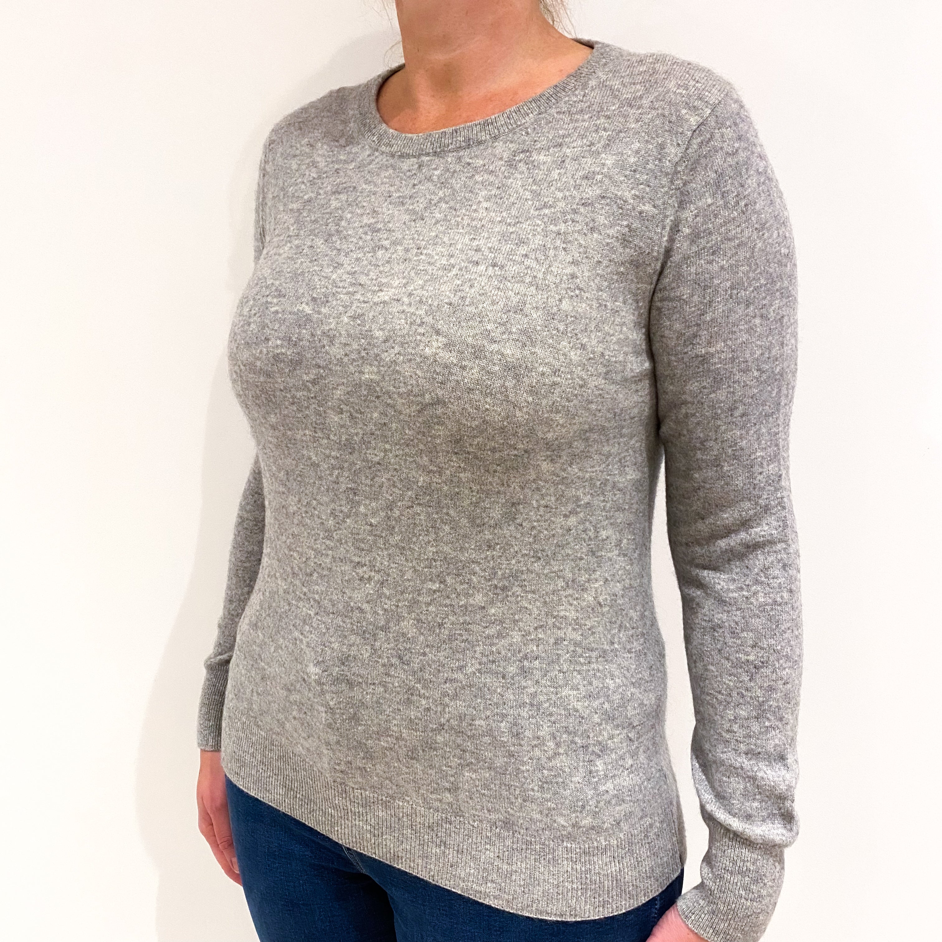 Smoke Grey Cashmere Crew Neck Jumper Large