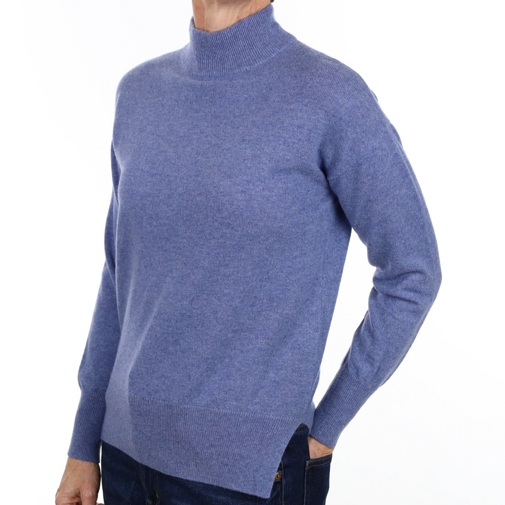 Denim Blue Cashmere Turtle Neck Jumper Small