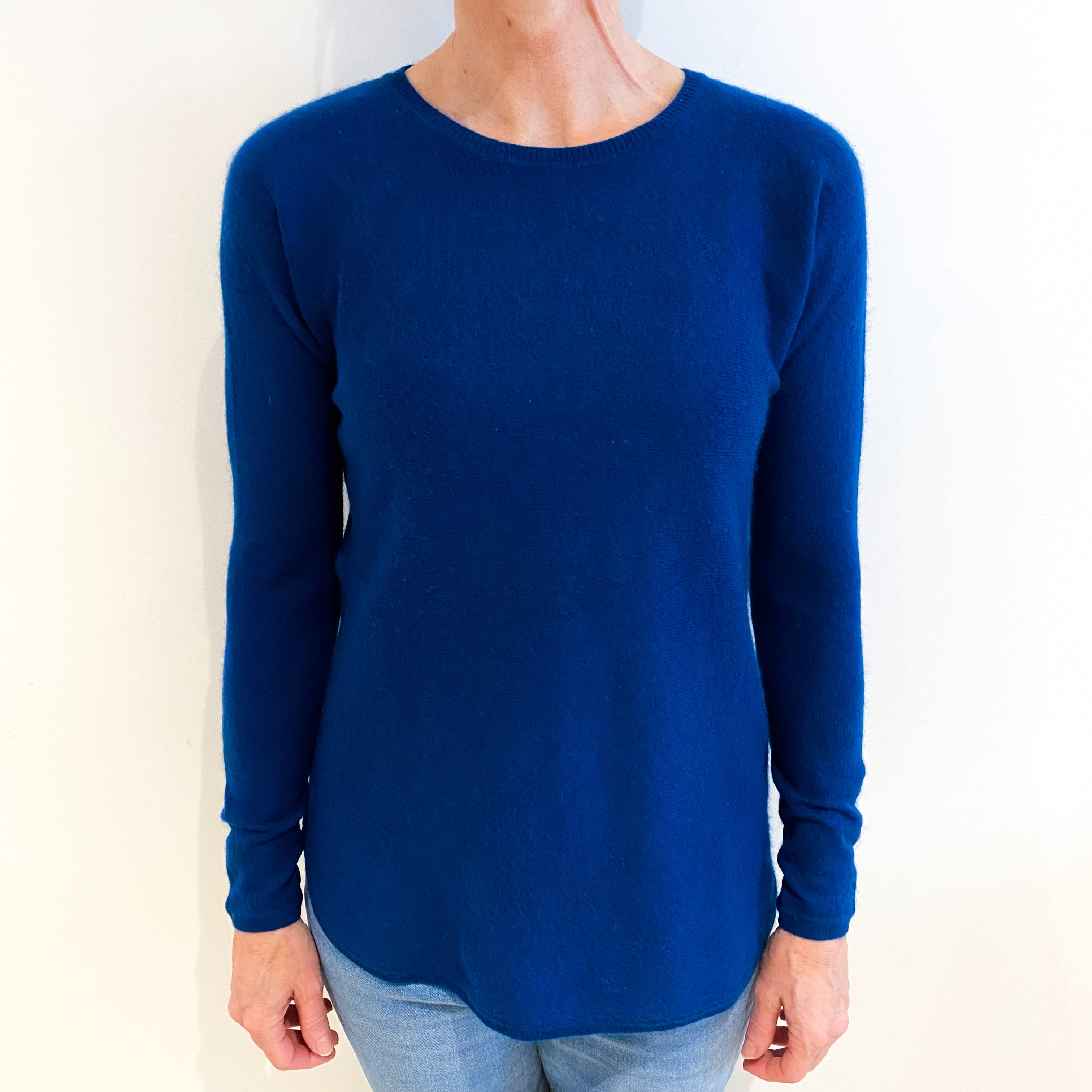 Deep Ocean Blue Cashmere Crew Neck Jumper Small
