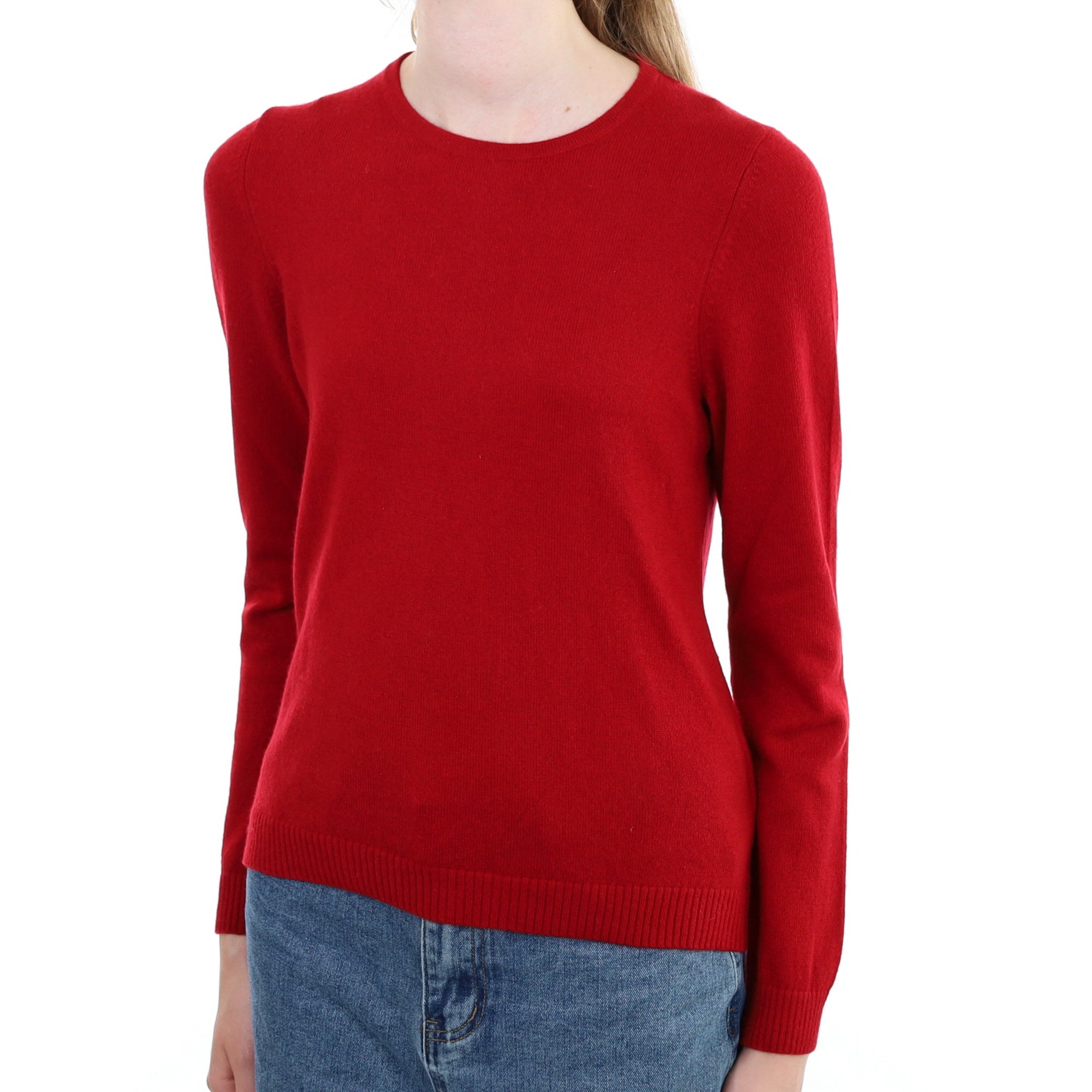 LL Bean Crimson Red Cashmere Crew Neck Jumper Extra Small