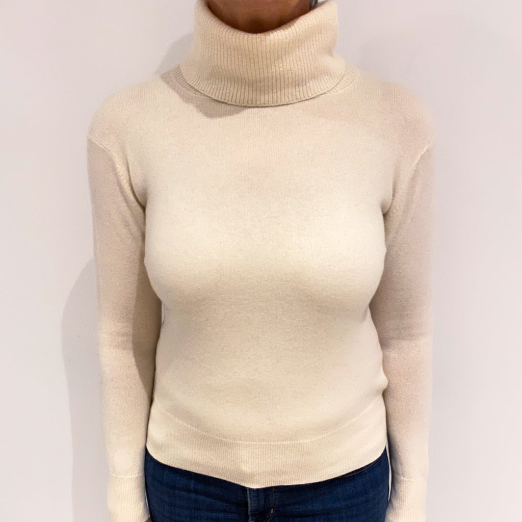Winter White Cashmere Polo Neck Jumper Medium