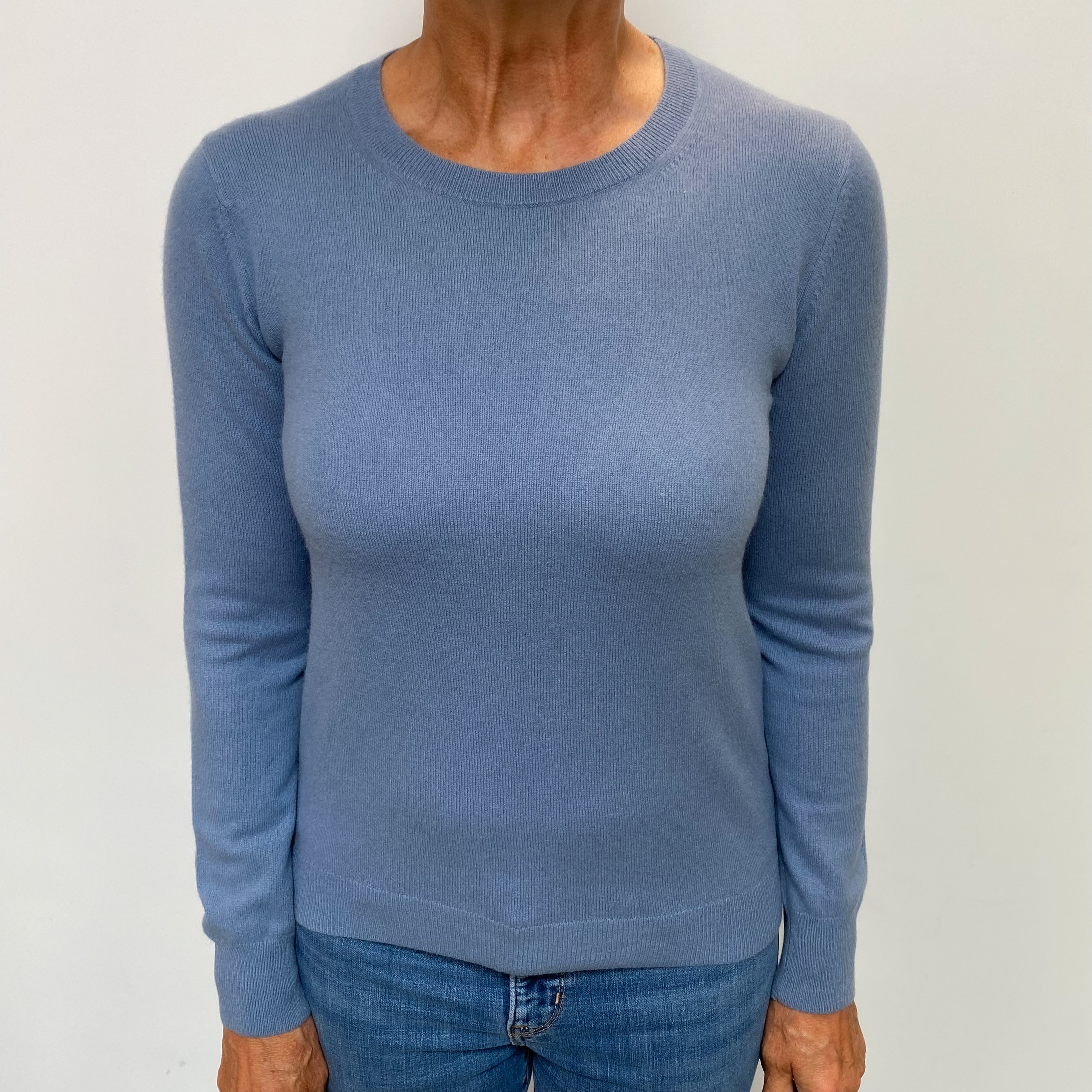 Denim Blue Cashmere Crew Neck Jumper Medium