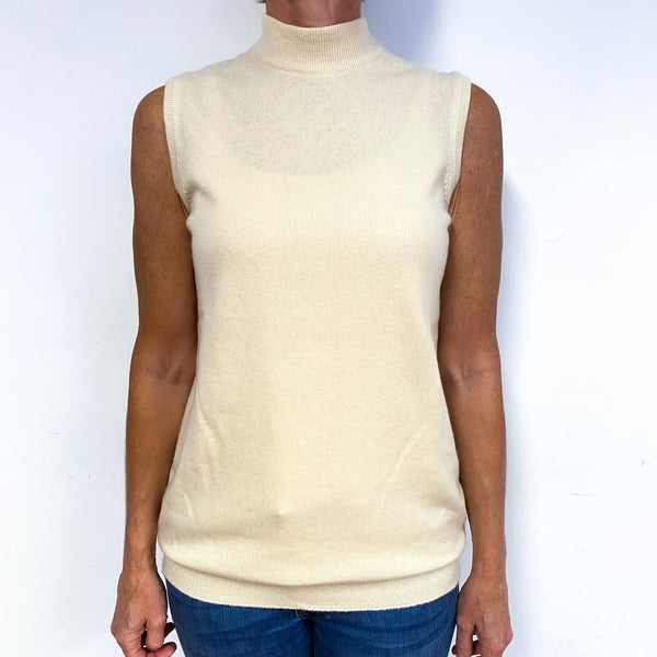 Scottish Cream Cashmere Turtle Neck Tank Top Jumper Medium