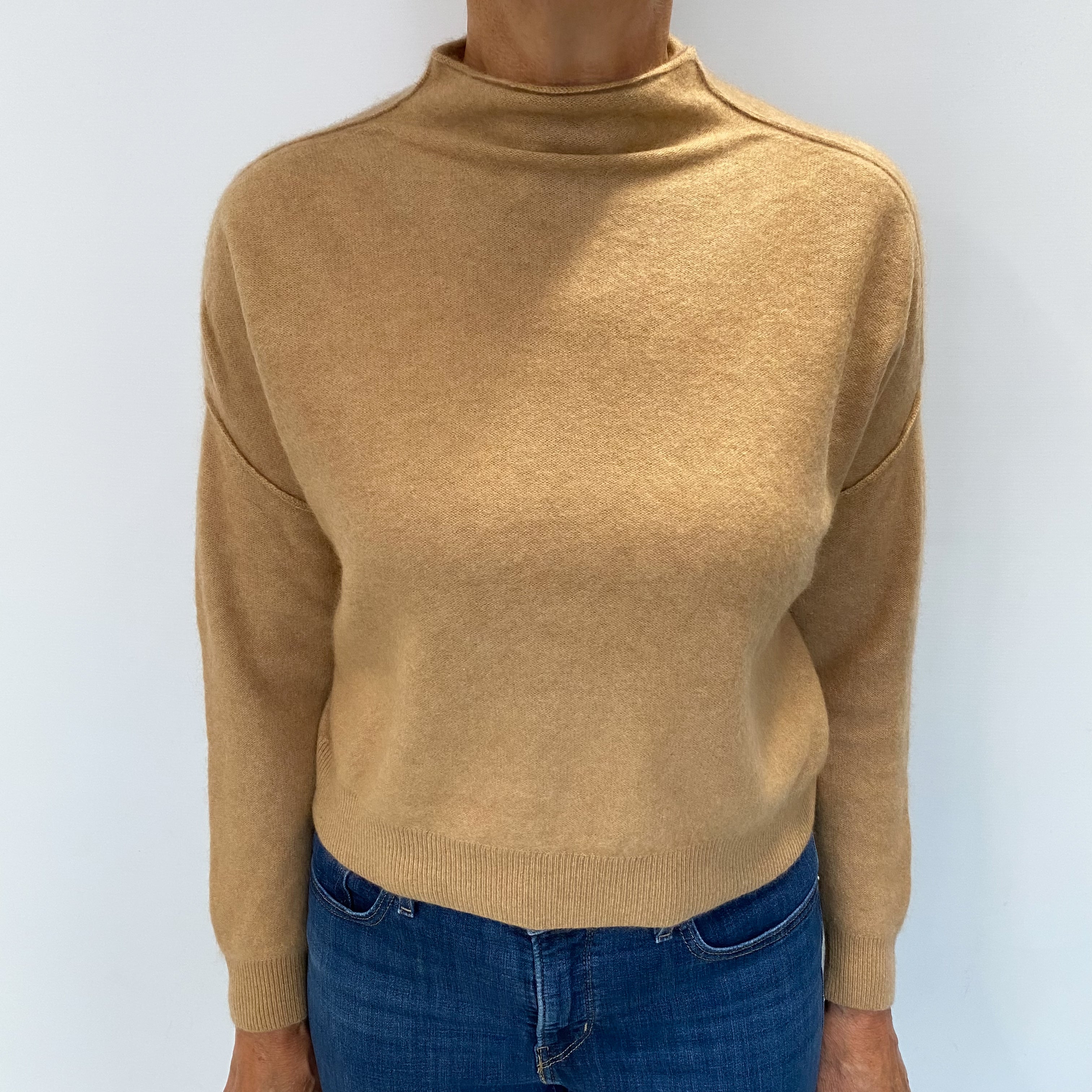 Sand Beige Cashmere Turtle Neck Jumper Medium