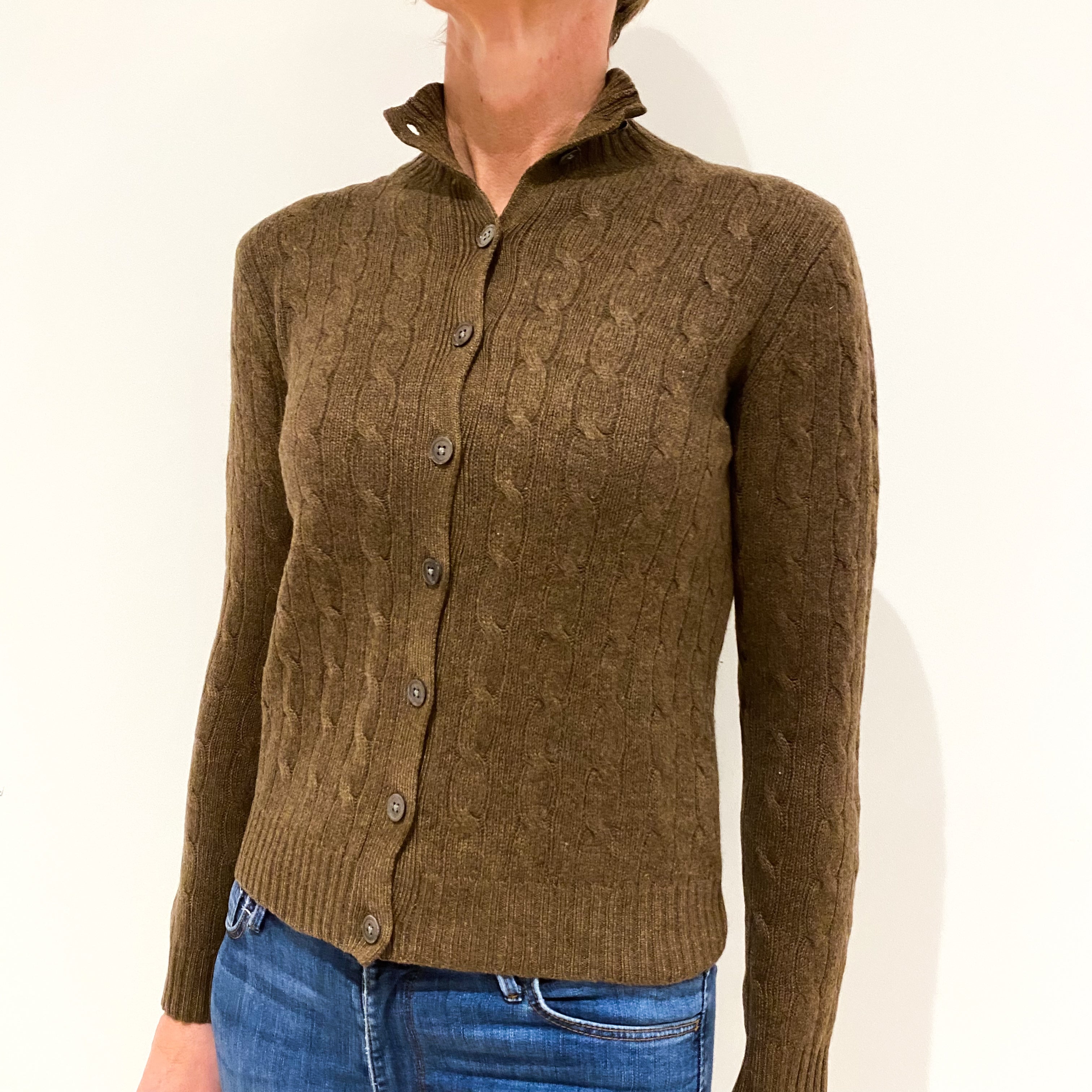 Pale Chocolate Cashmere Cardigan Small