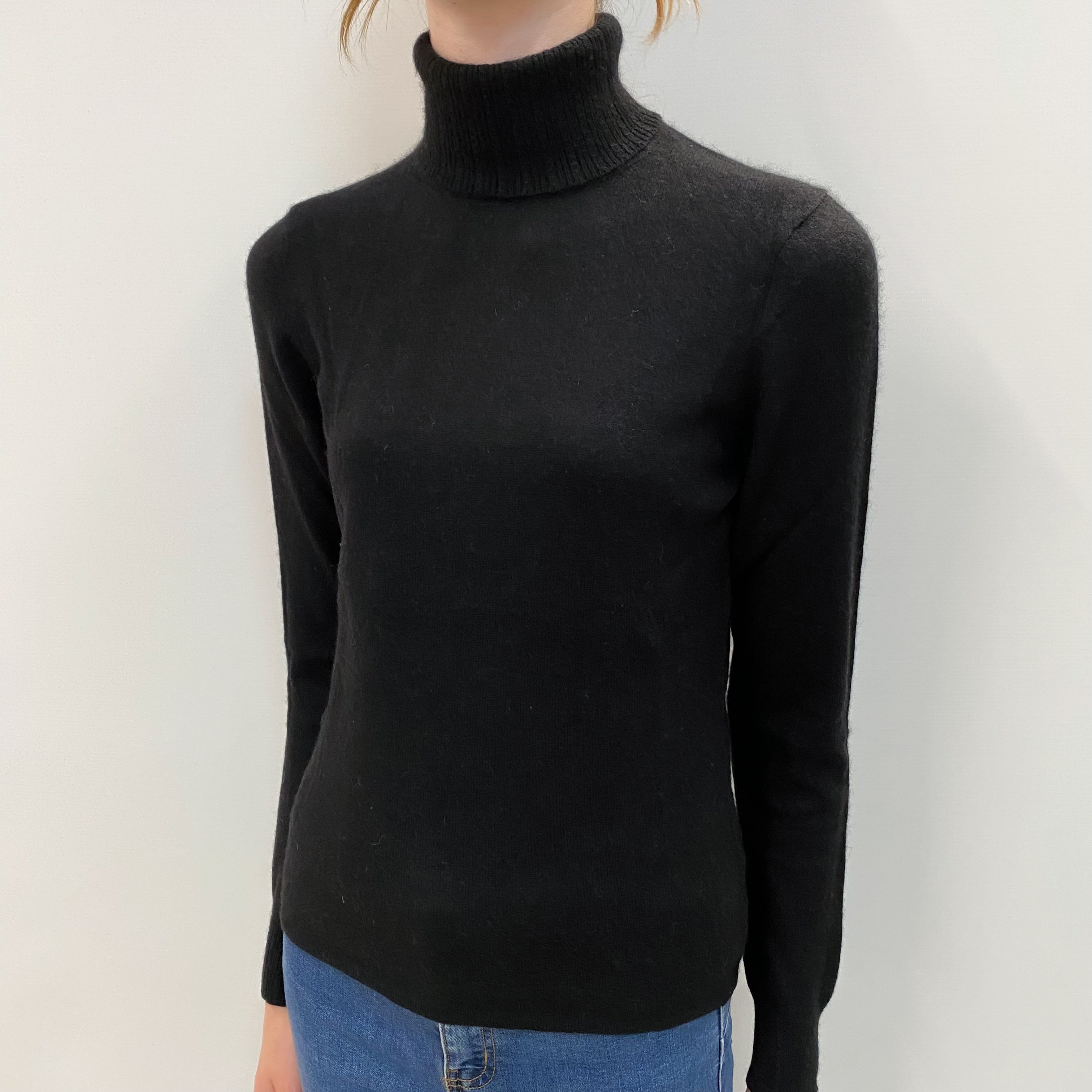 Black Cashmere Polo Neck Jumper Extra Small
