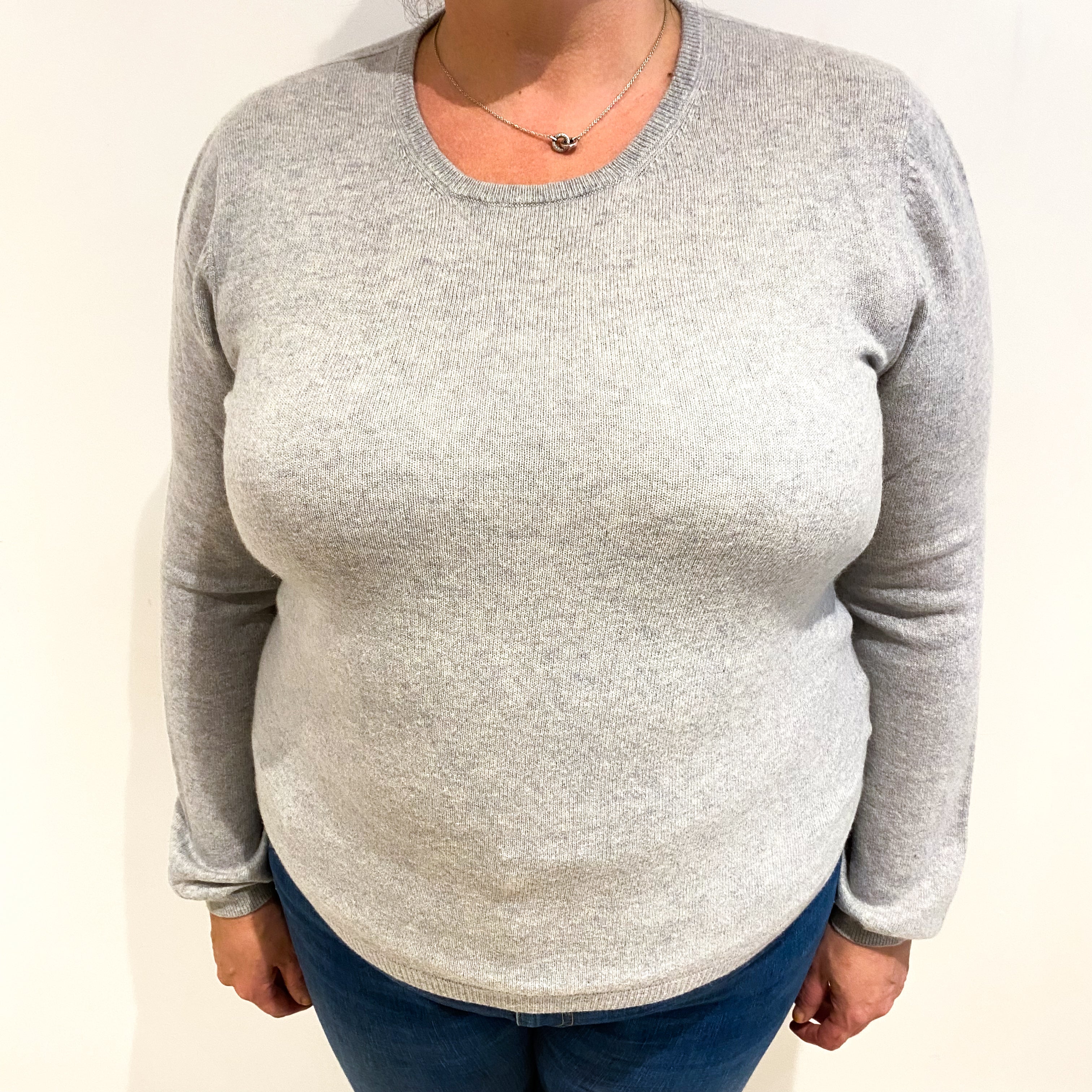 Mist Grey Cashmere Crew Neck Jumper Extra Large