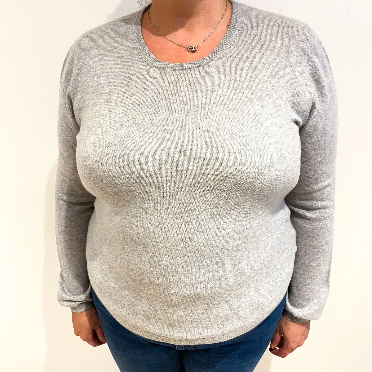 Mist Grey Cashmere Crew Neck Jumper Extra Large