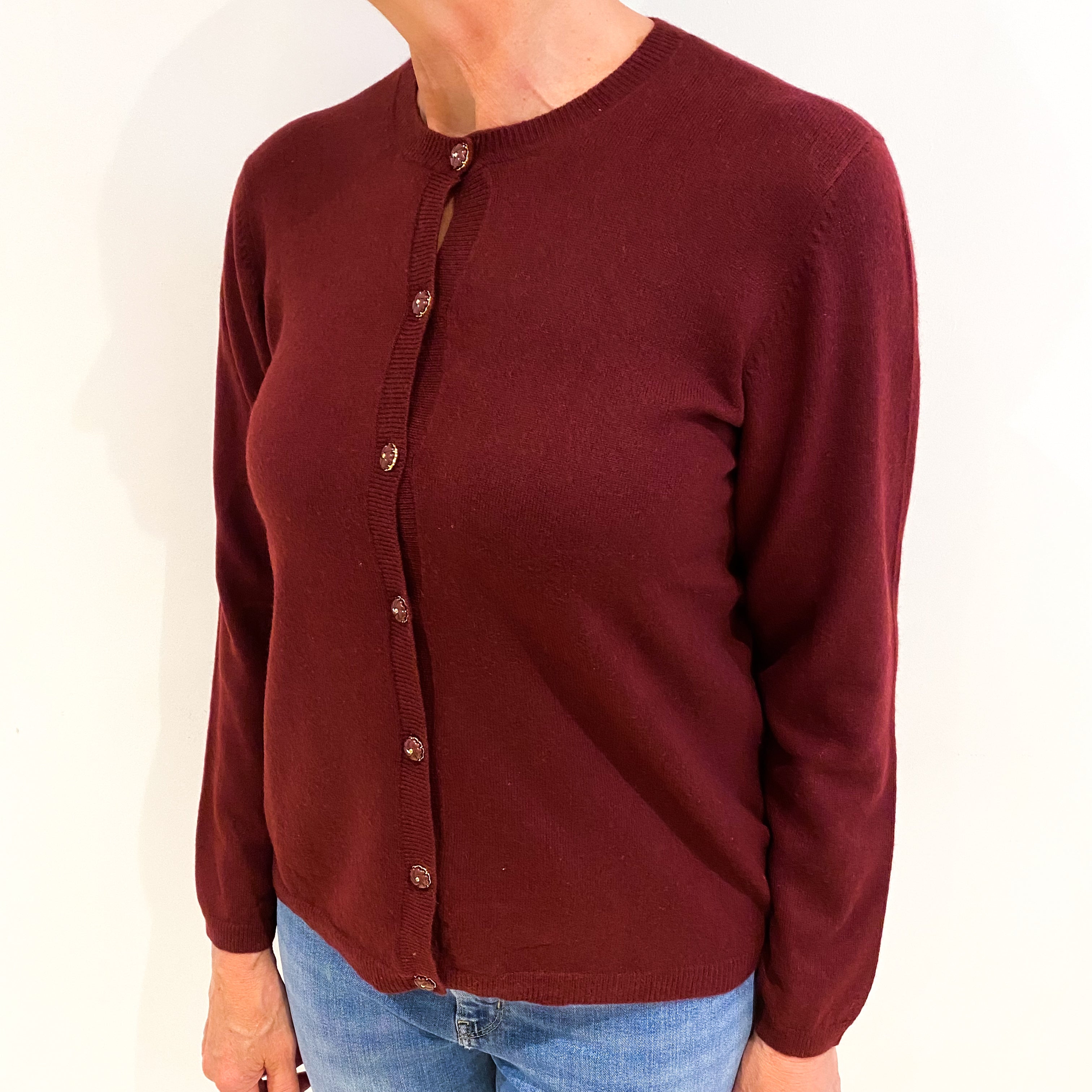 Burgundy Red Cashmere Cardigan Medium