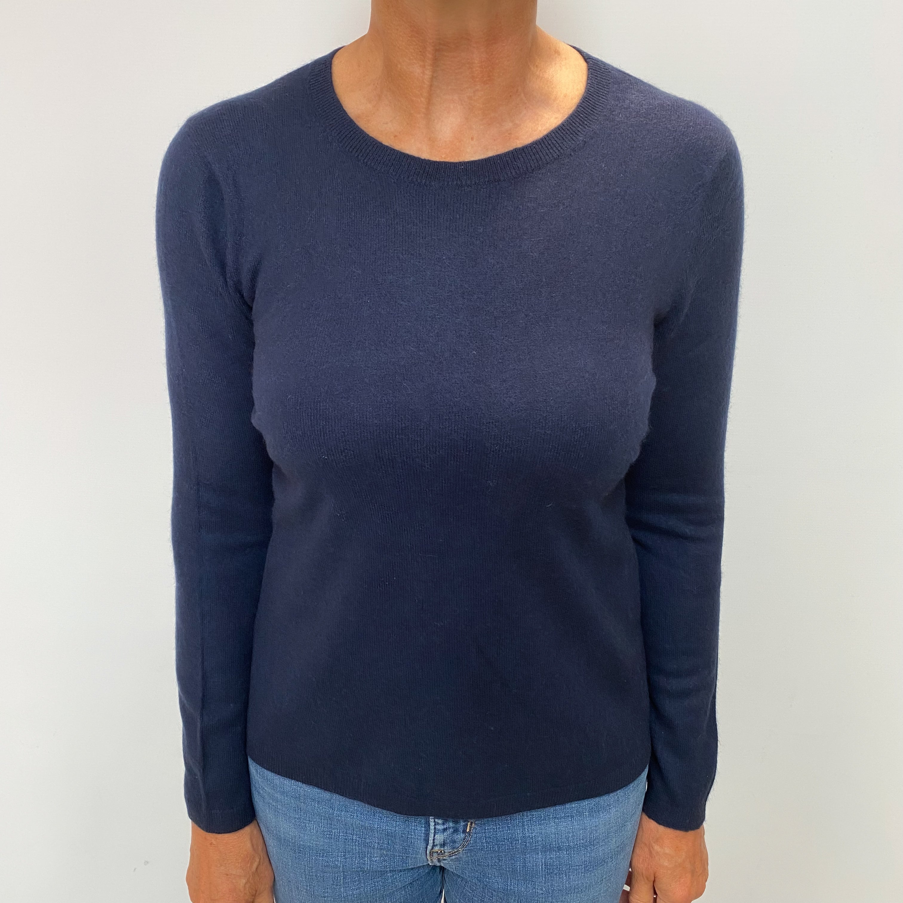 Navy Blue Cashmere Crew Neck Jumper Medium