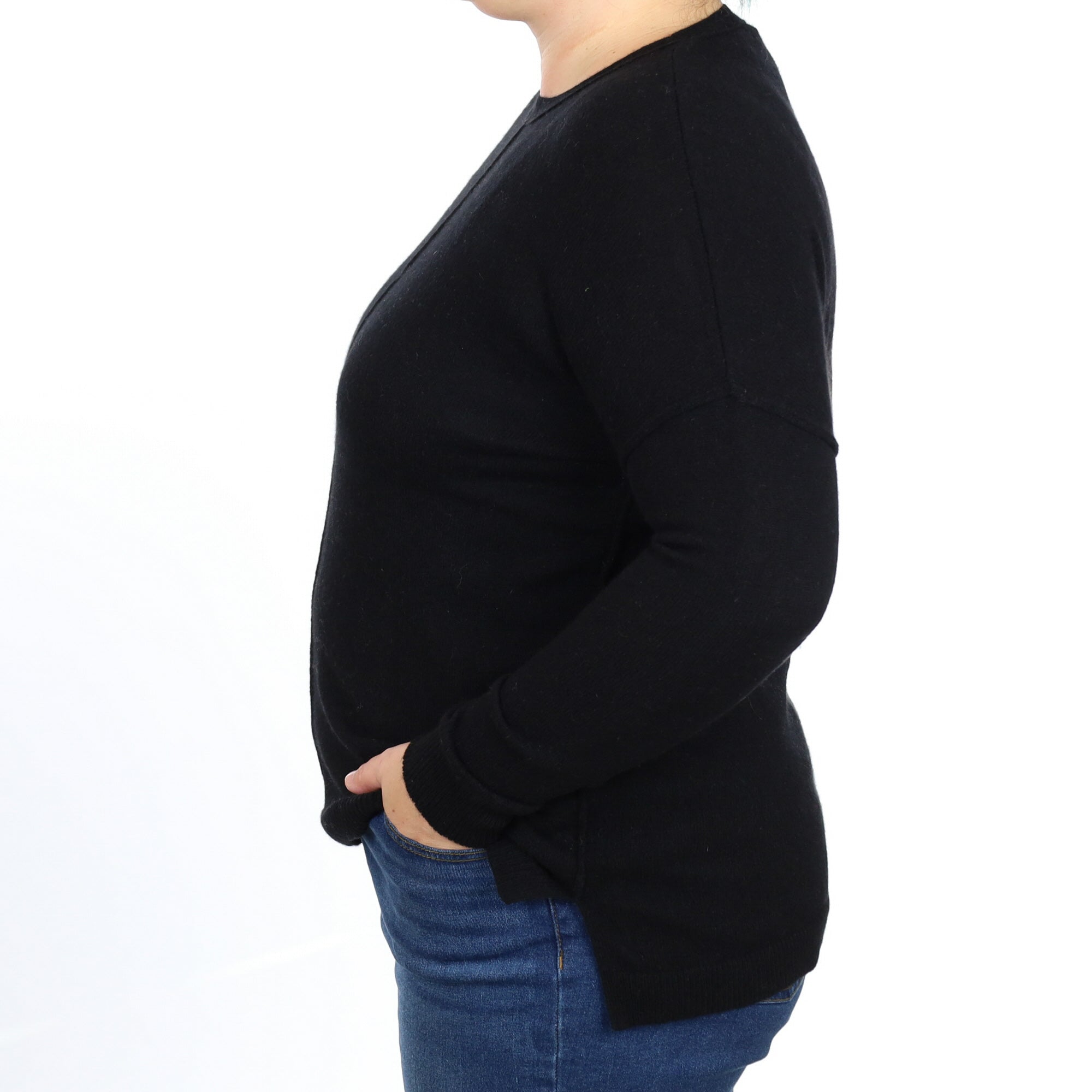 Black Cashmere Crew Neck Jumper Large