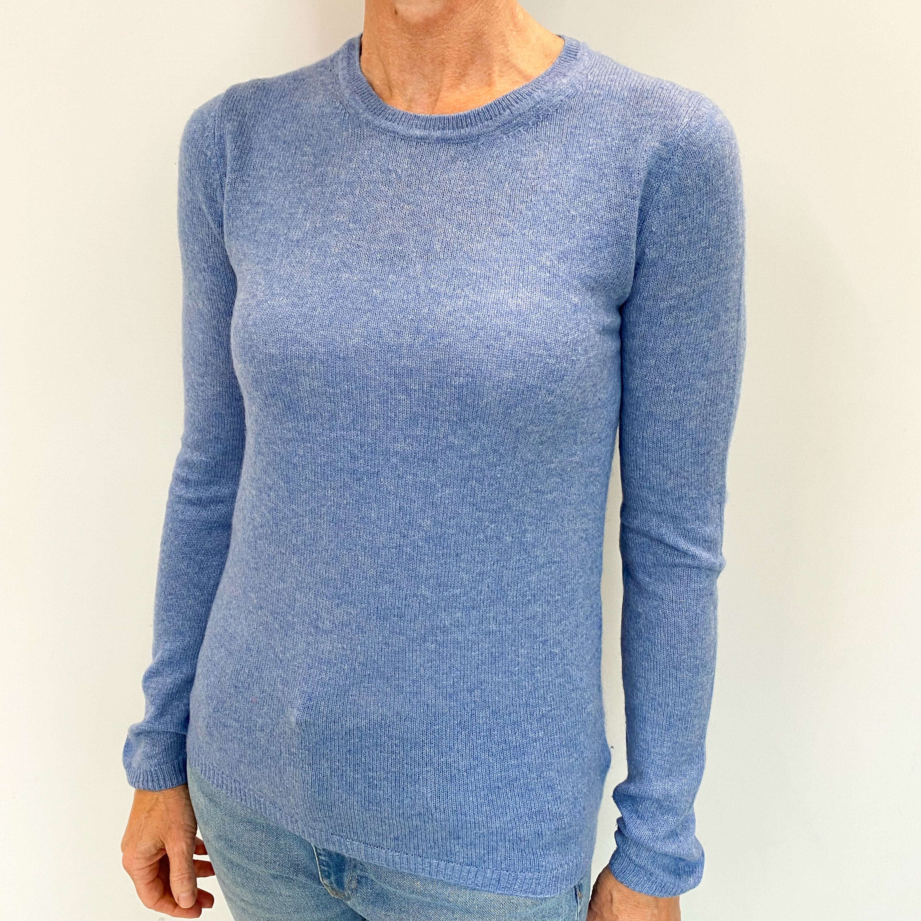 Denim Blue Cashmere Crew Neck Jumper Small