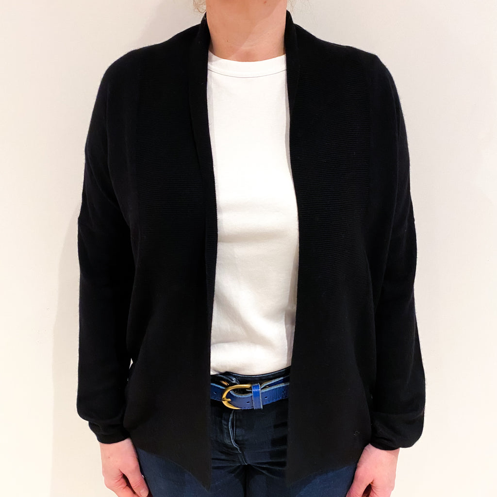 Black Cashmere Edge to Edge Cardigan Large
