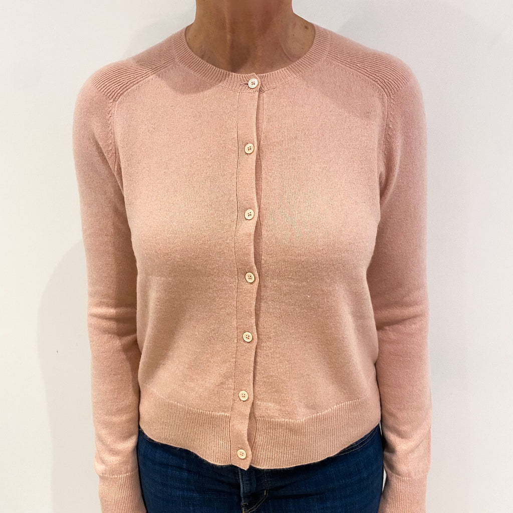 Blush Pink Cashmere Crew Neck Cardigan Medium