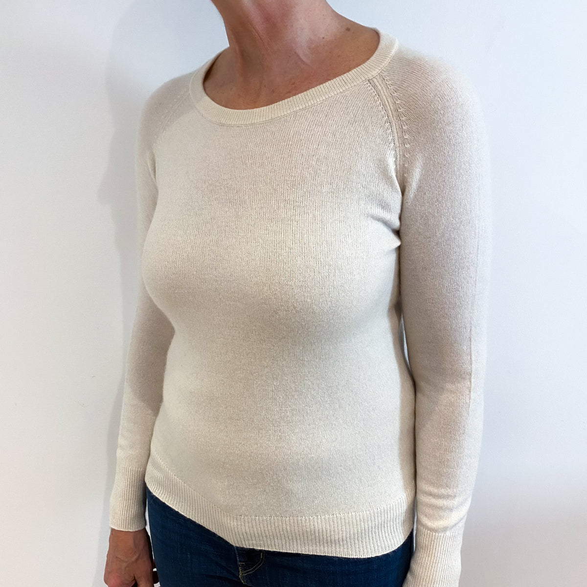 Vanilla Cream Cashmere Crew Neck Jumper Medium