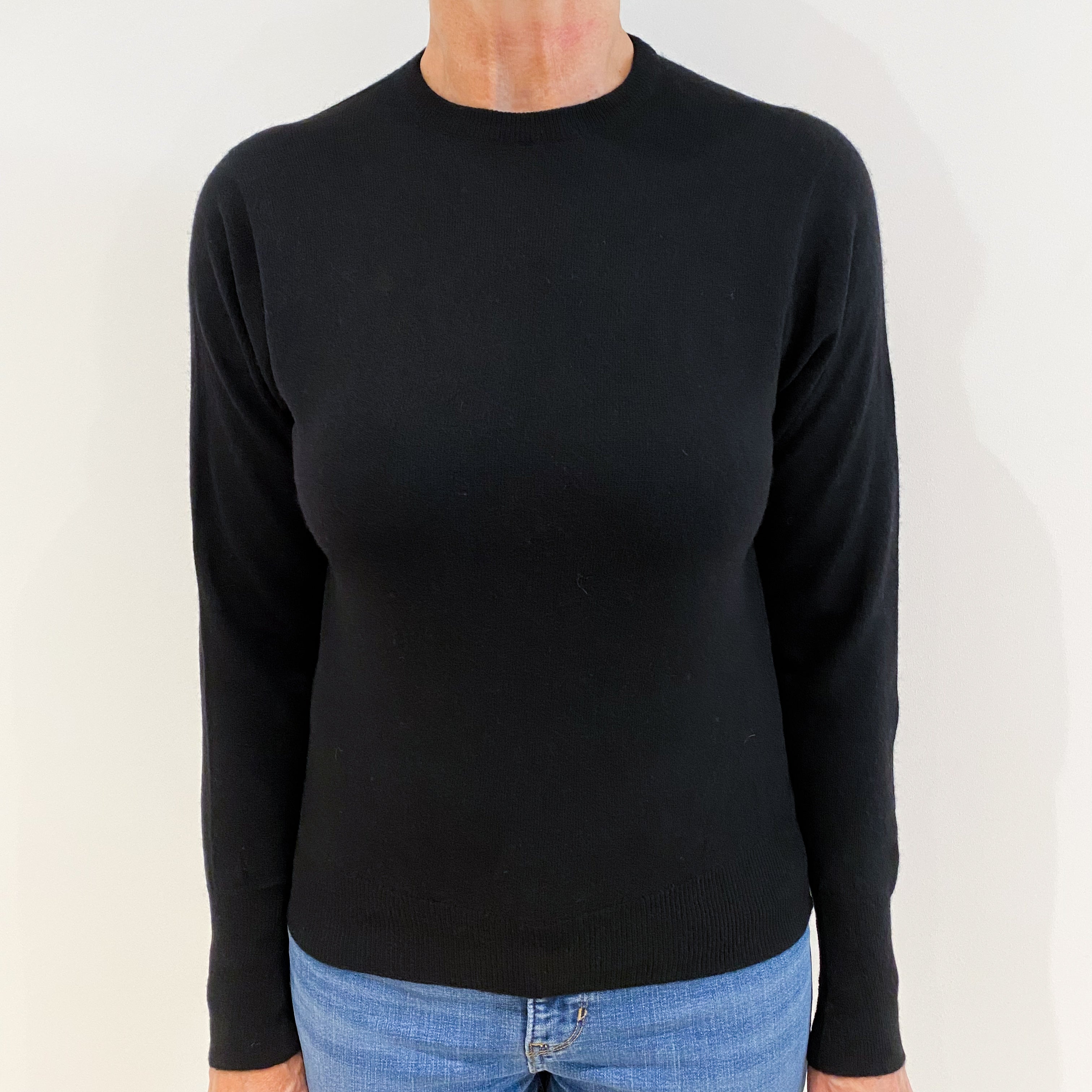 N.Peal Black Vintage Cashmere Crew Neck Jumper Medium