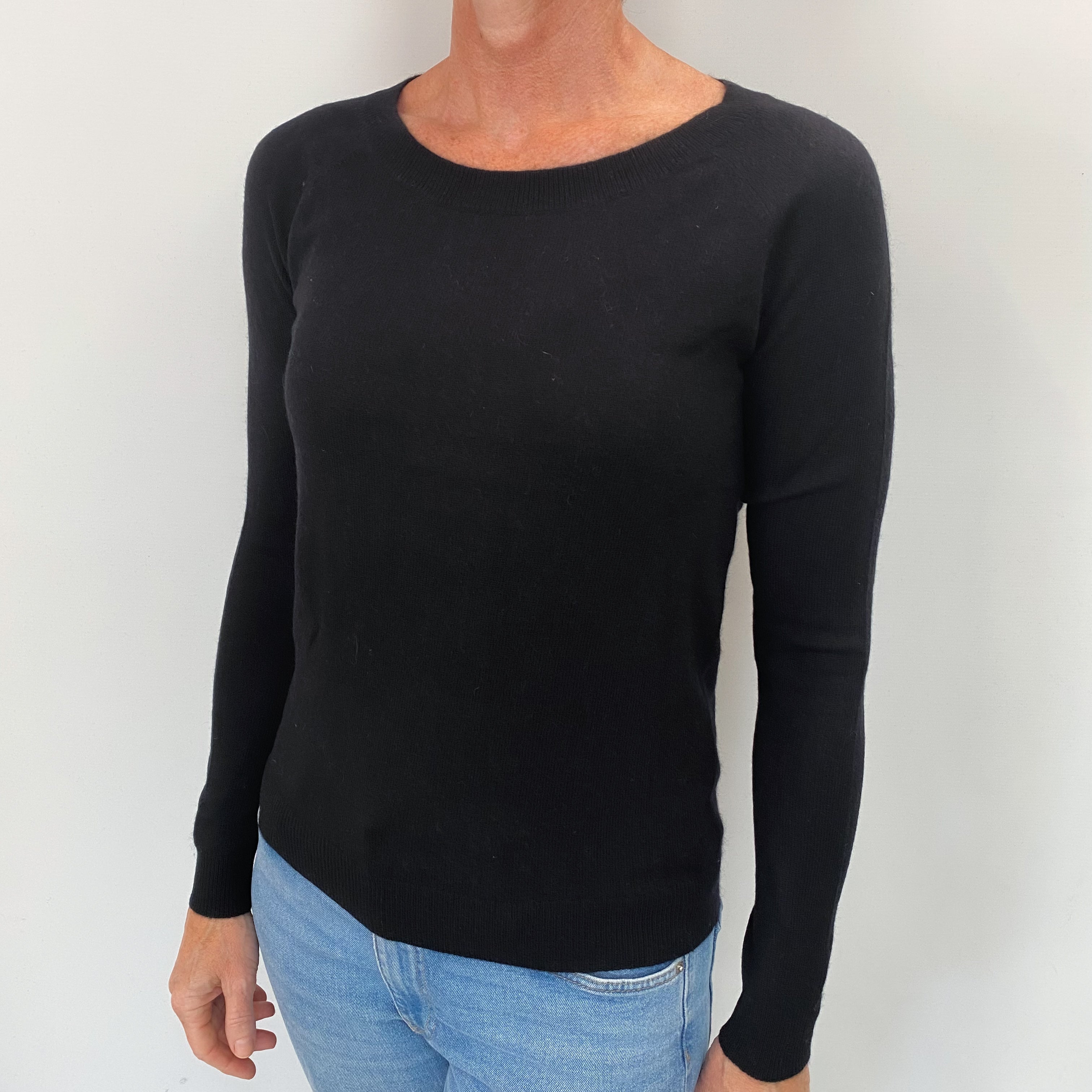 Black Cashmere Crew Neck Jumper Small