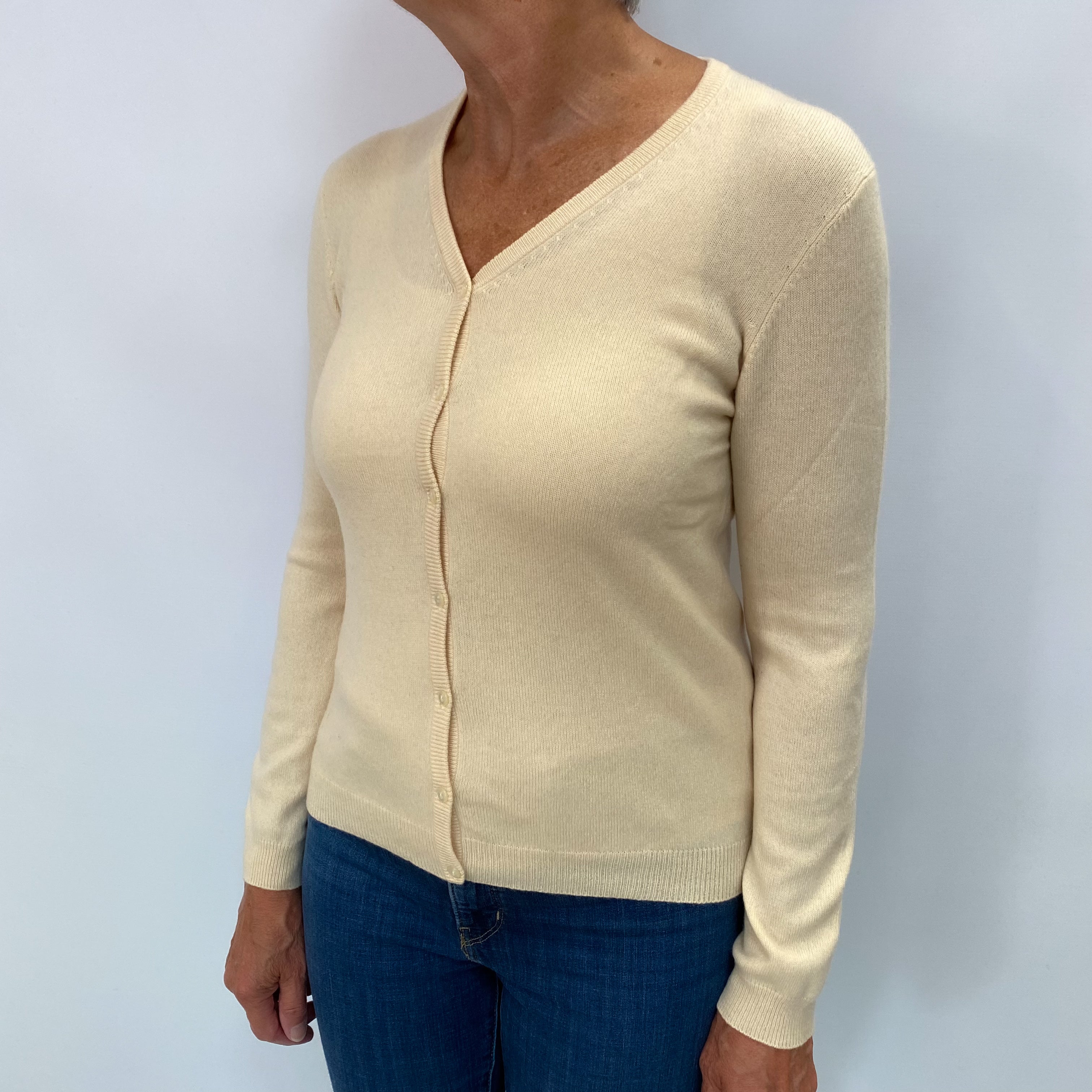 Primrose Yellow Cashmere V Neck Cardigan Medium