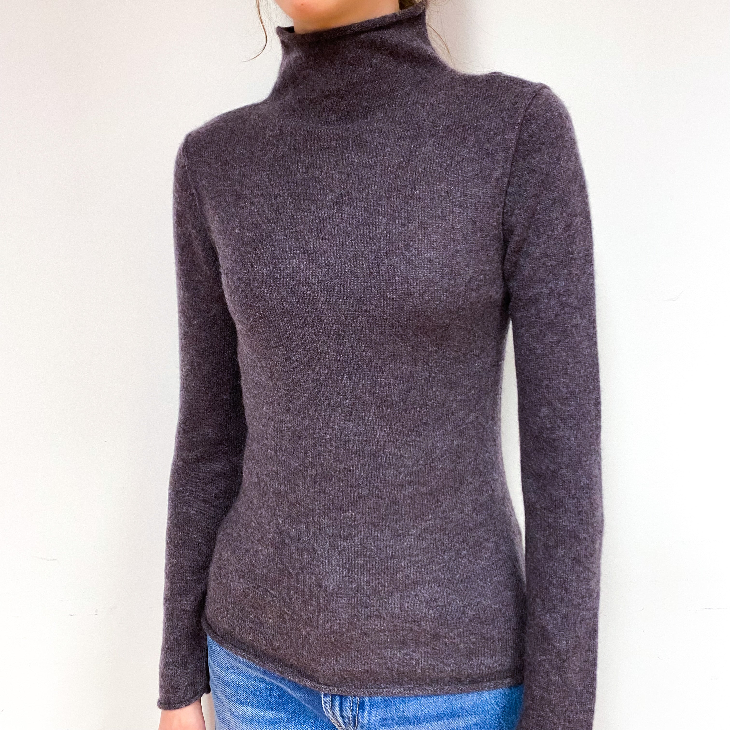 Slate Purple Cashmere Turtle Neck Jumper Extra Small