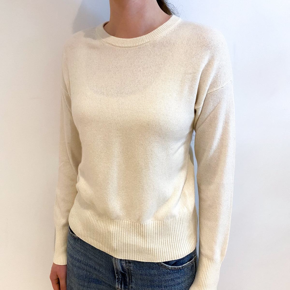 Vanilla Cream Cashmere Crew Neck Jumper Extra Small