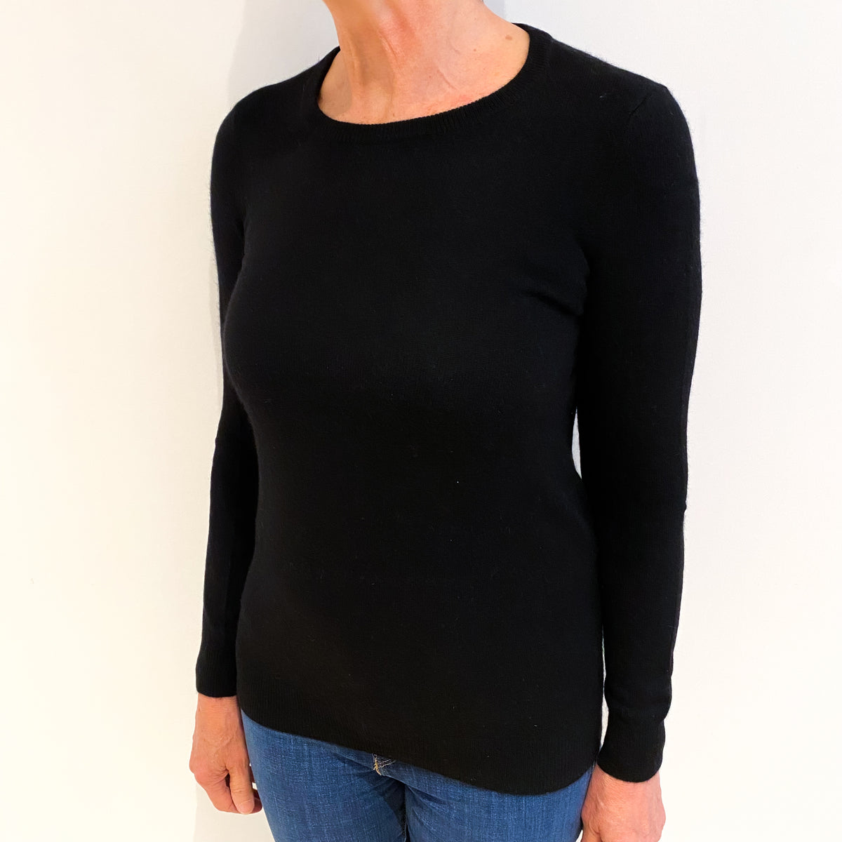 Black Cashmere Crew Neck Jumper Medium