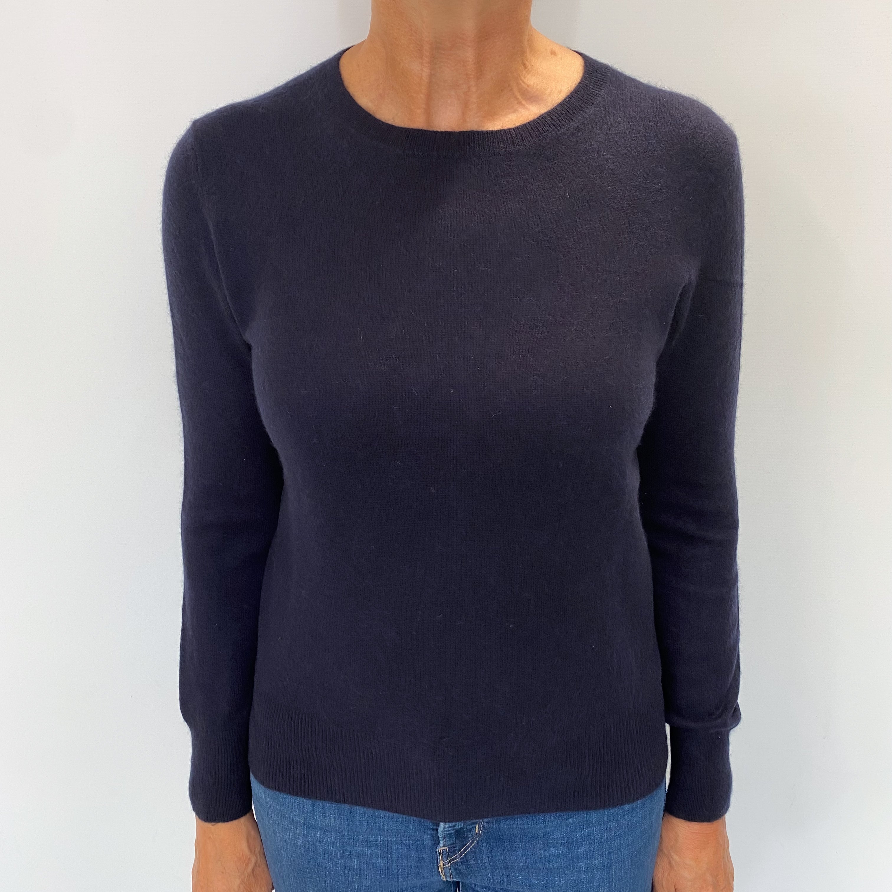 Dark Navy Cashmere Crew Neck Jumper Medium